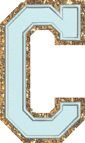 Jumbo Sky Glitter Varsity Letter Patch