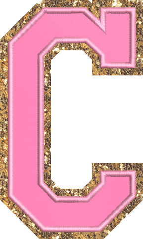 Jumbo Bubblegum Glitter Varsity Letter Patch