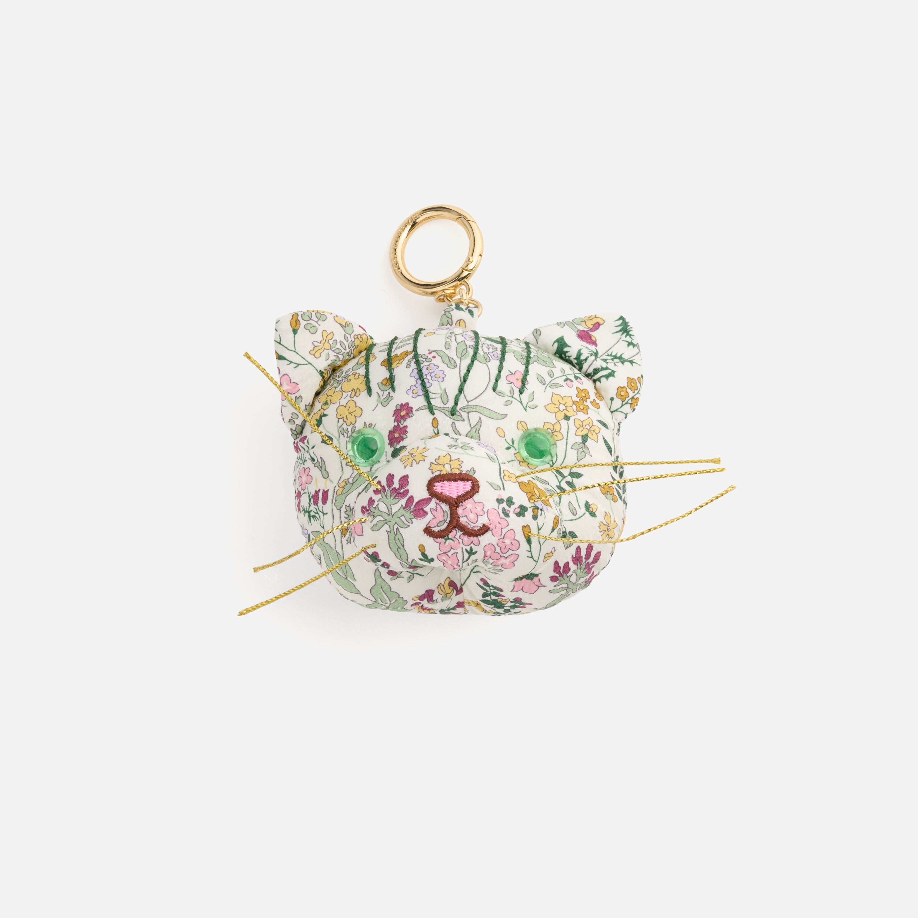 Puffy Cat Bag Charm Made with Liberty Fabric