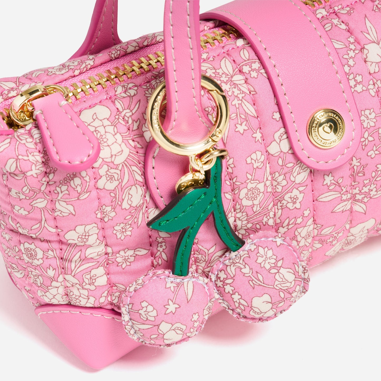 Cherry Bag Charm Made with Liberty Fabric