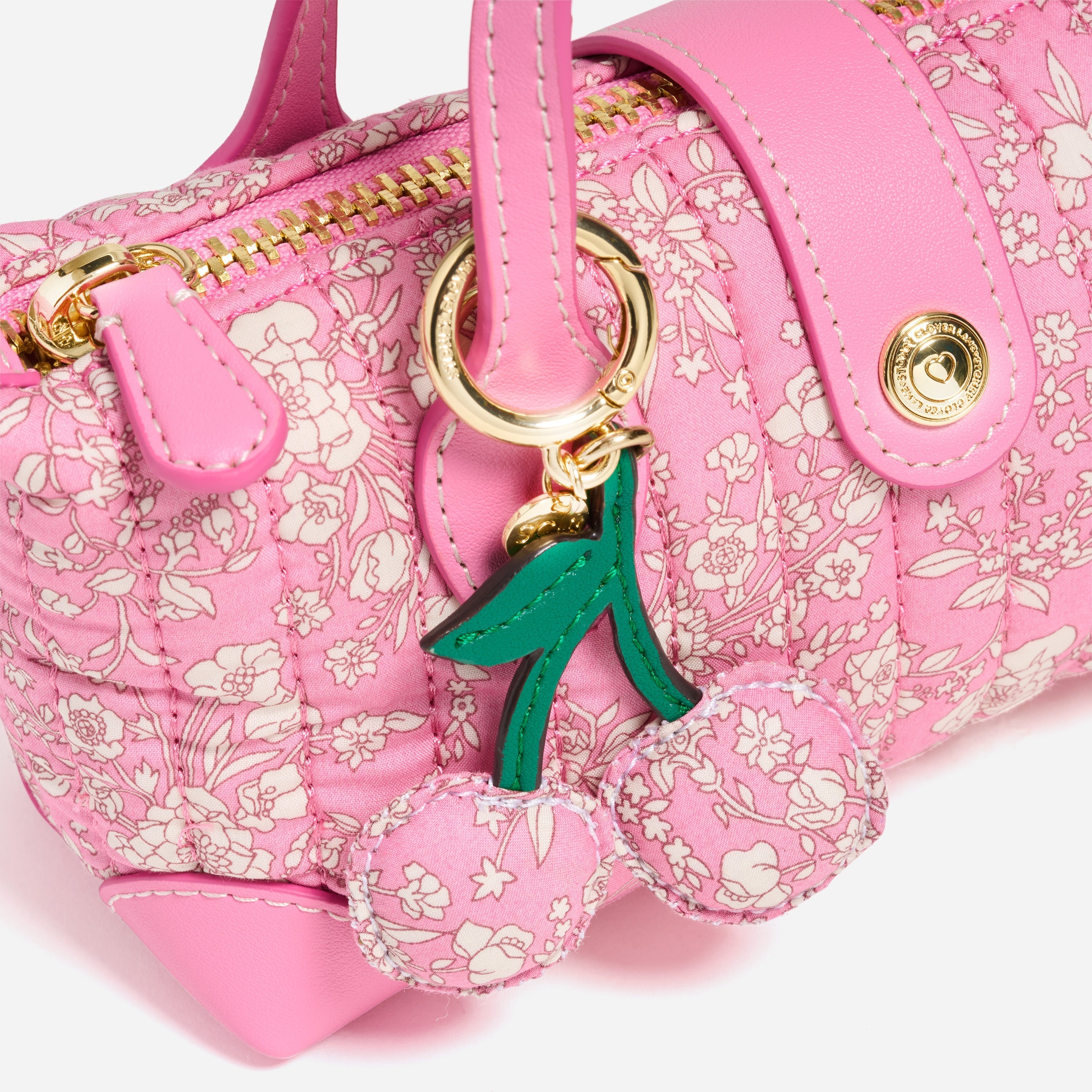 Cherry Bag Charm Made with Liberty Fabric
