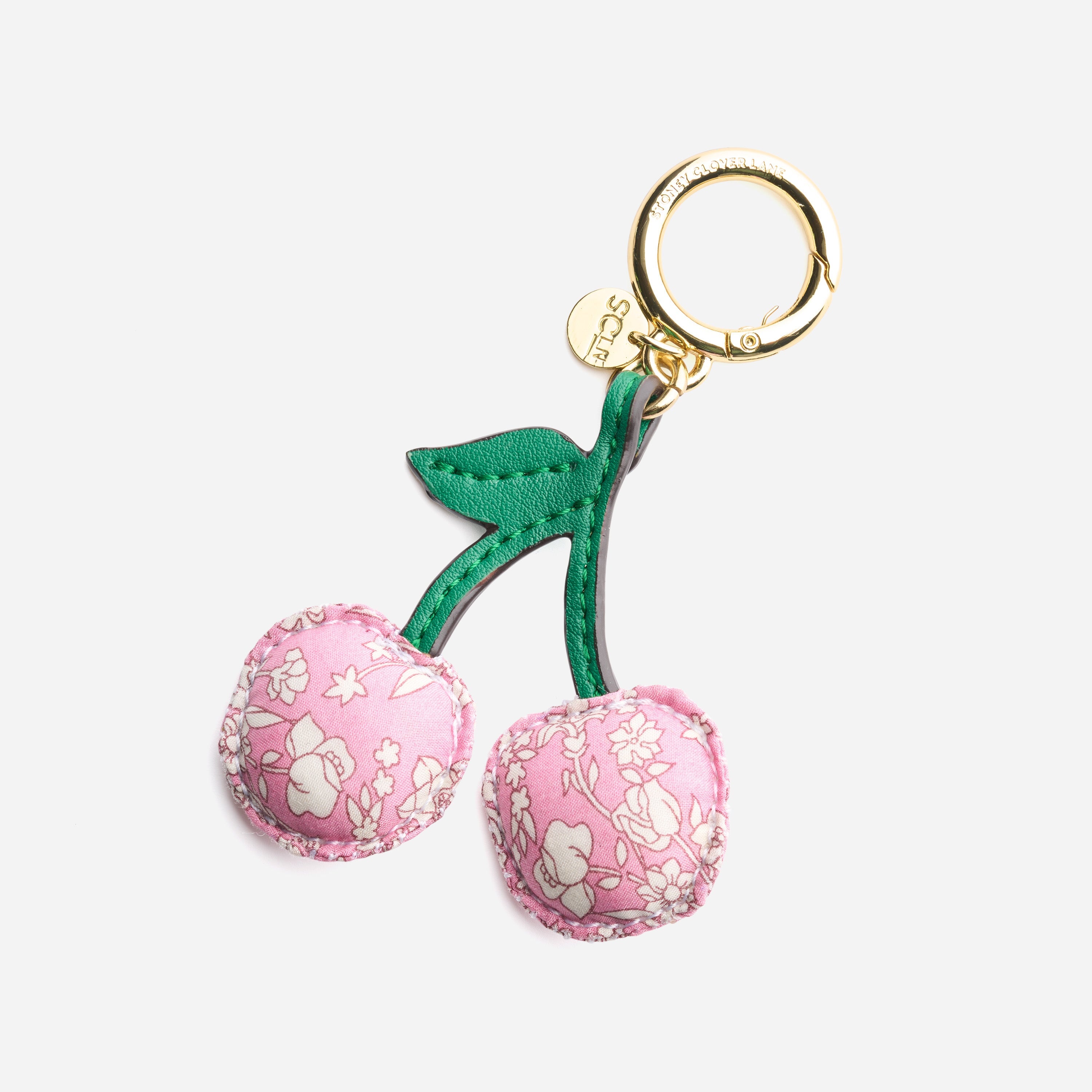 Cherry Bag Charm Made with Liberty Fabric