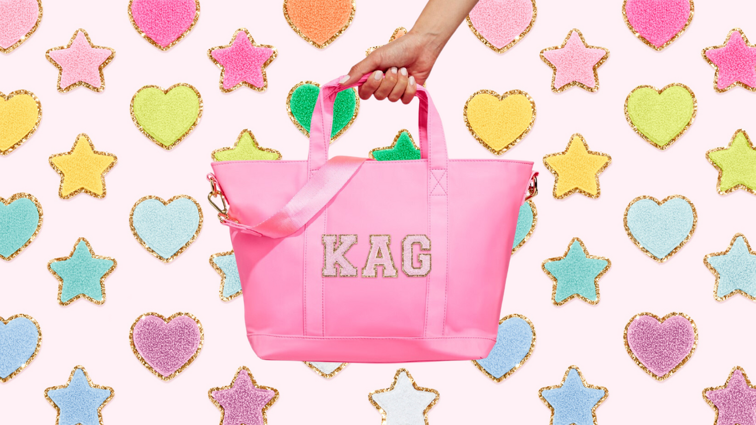 All You Need Baby Pink Varsity Tote