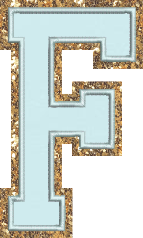 Jumbo Sky Glitter Varsity Letter Patch