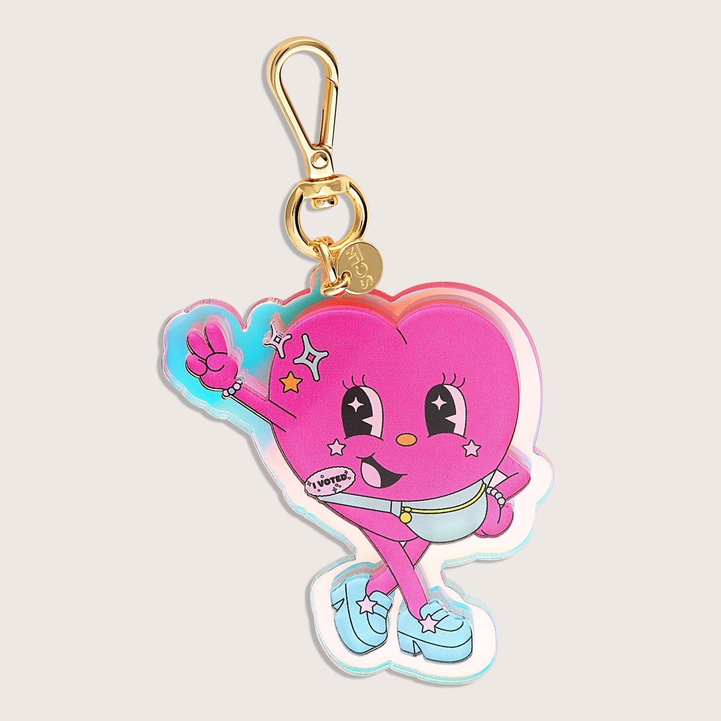 Pink Heart Voter Bag Charm