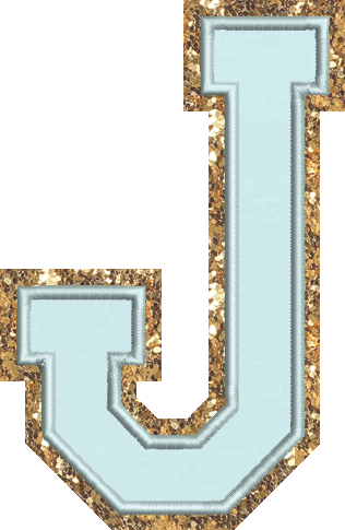 Jumbo Sky Glitter Varsity Letter Patch