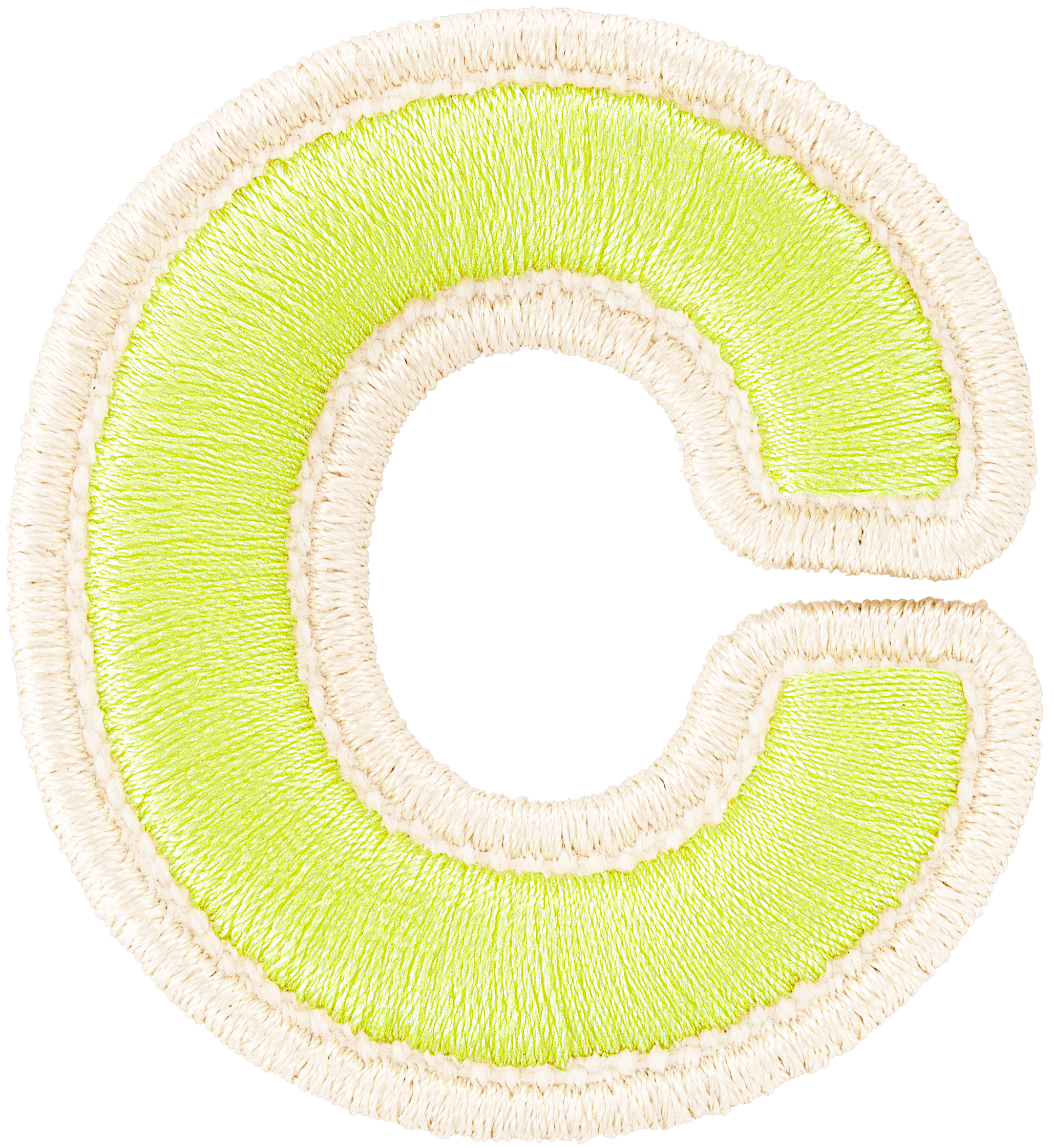 Lime Rolled Embroidery Letter Patch