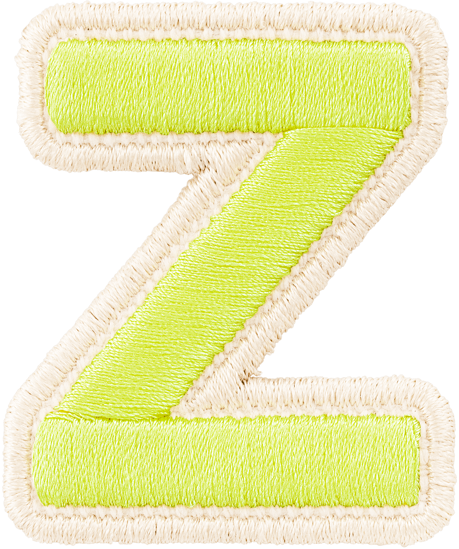 Lime Rolled Embroidery Letter Patch