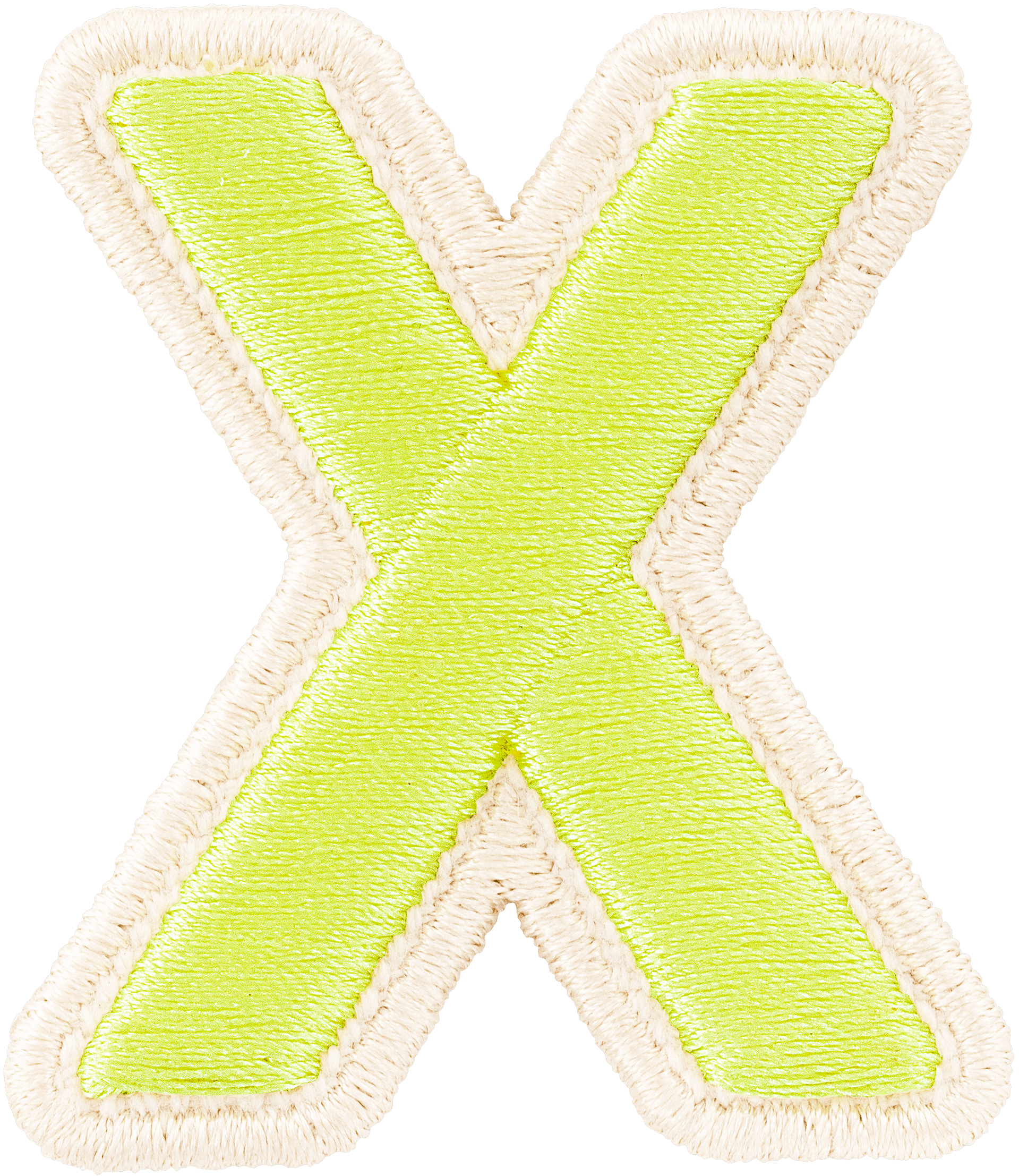 Lime Rolled Embroidery Letter Patch