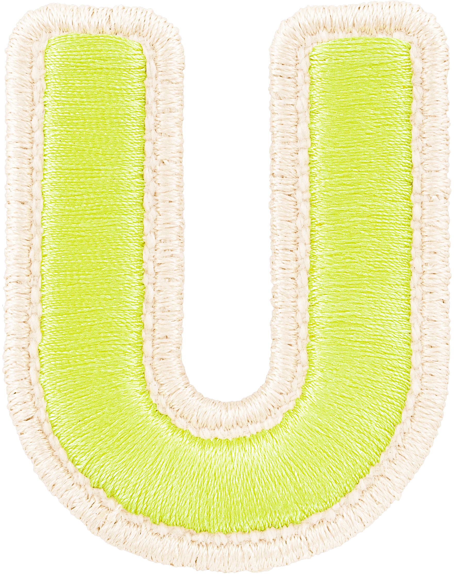Lime Rolled Embroidery Letter Patch