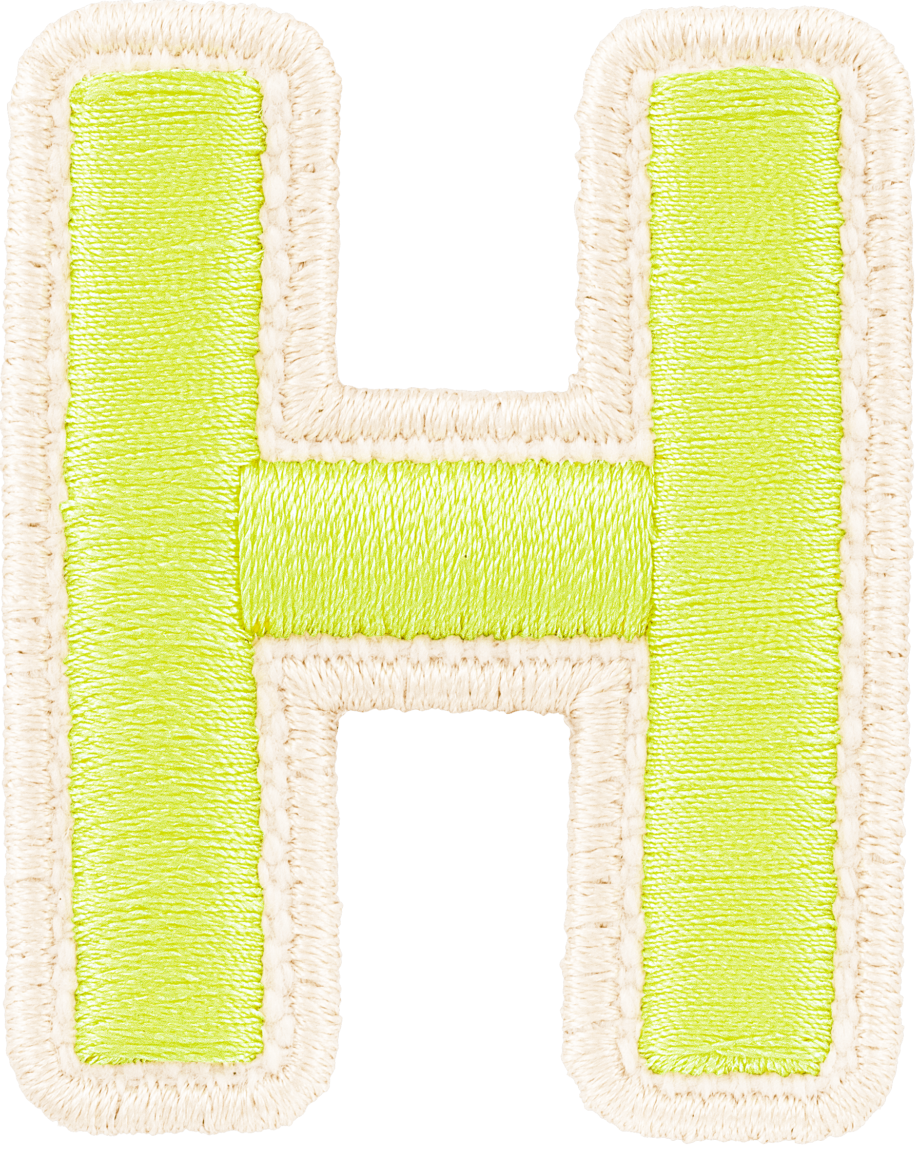 Lime Rolled Embroidery Letter Patch