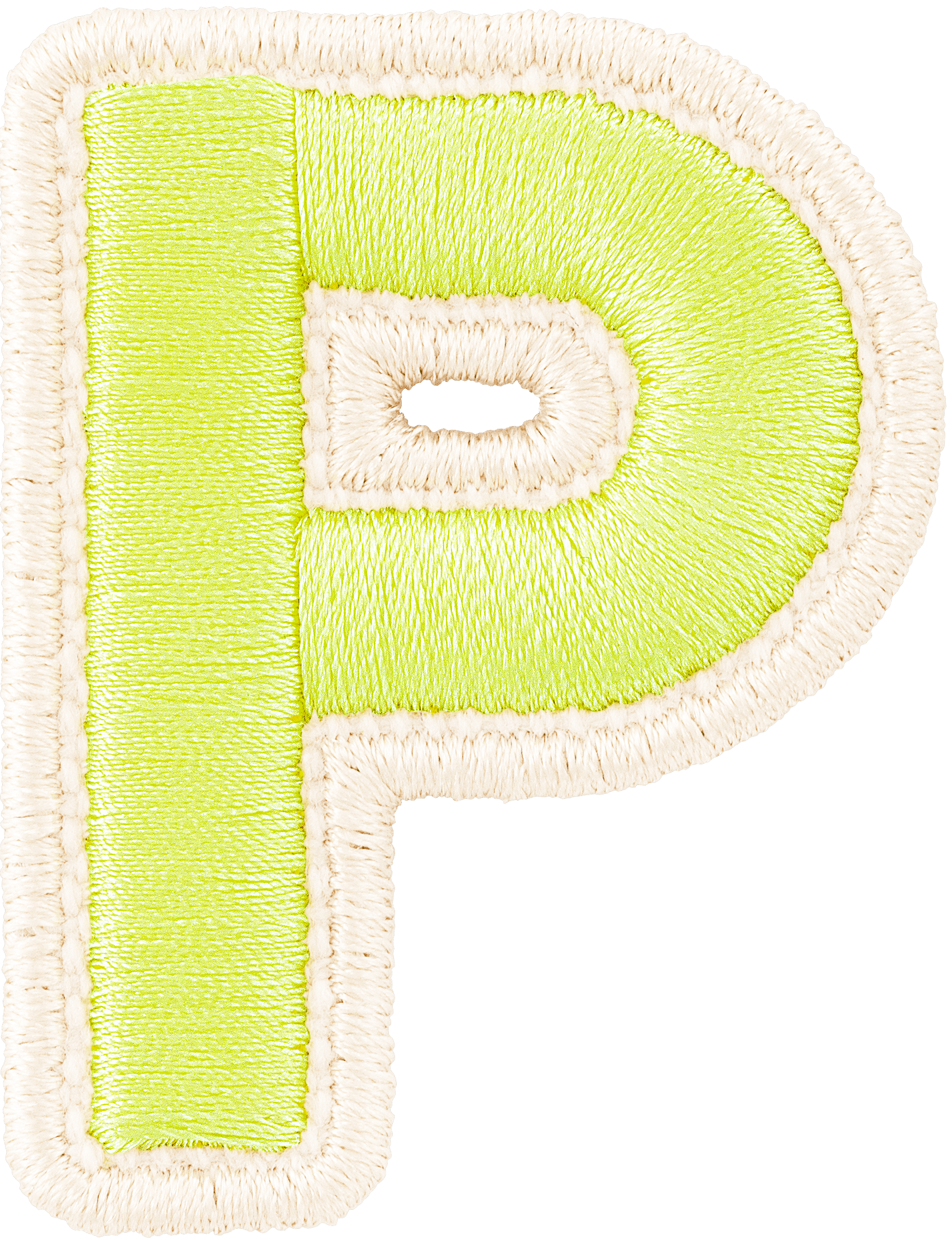 Lime Rolled Embroidery Letter Patch