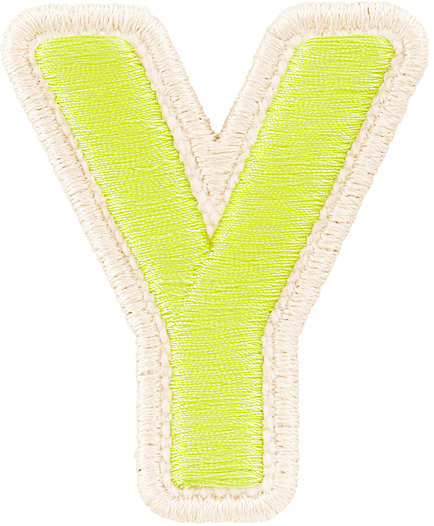 Lime Rolled Embroidery Letter Patch
