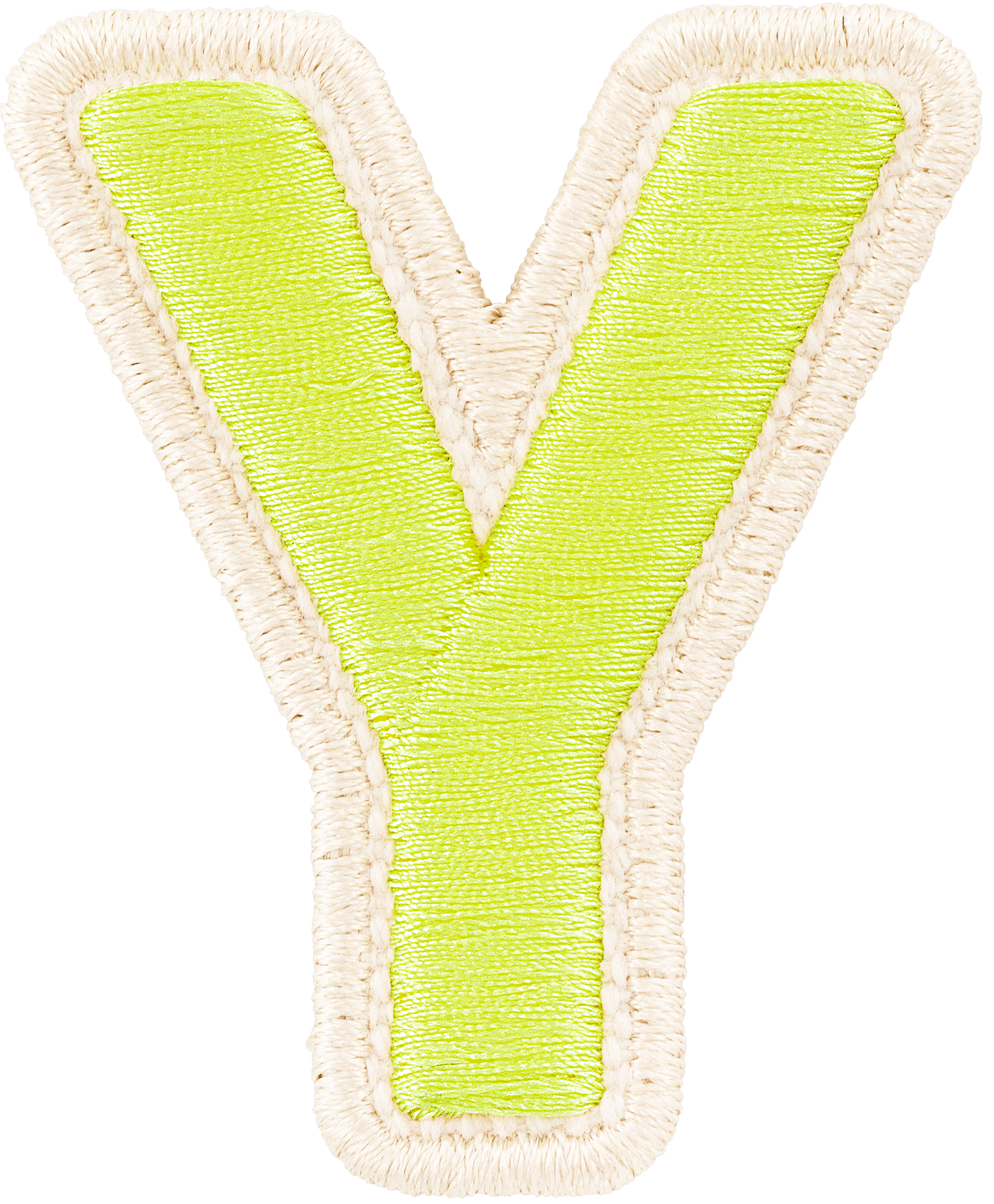 Lime Rolled Embroidery Letter Patch