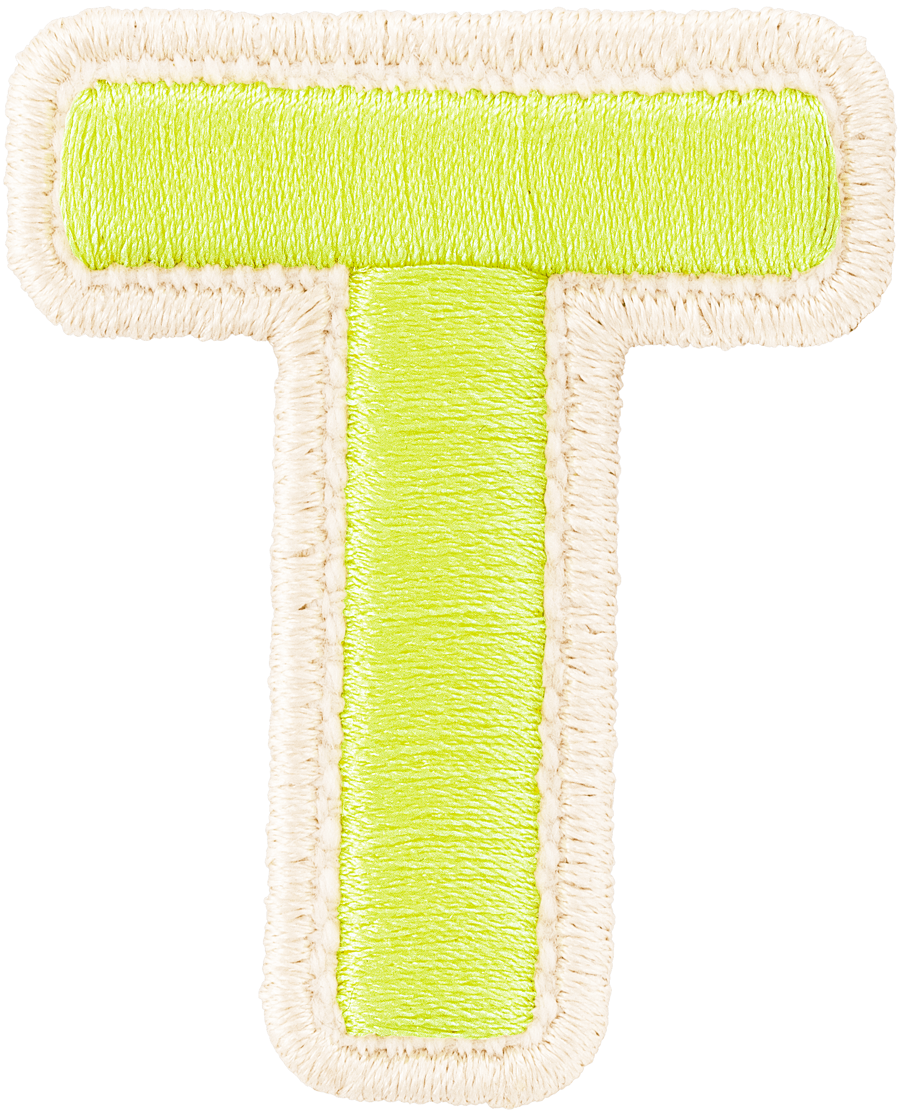 Lime Rolled Embroidery Letter Patch
