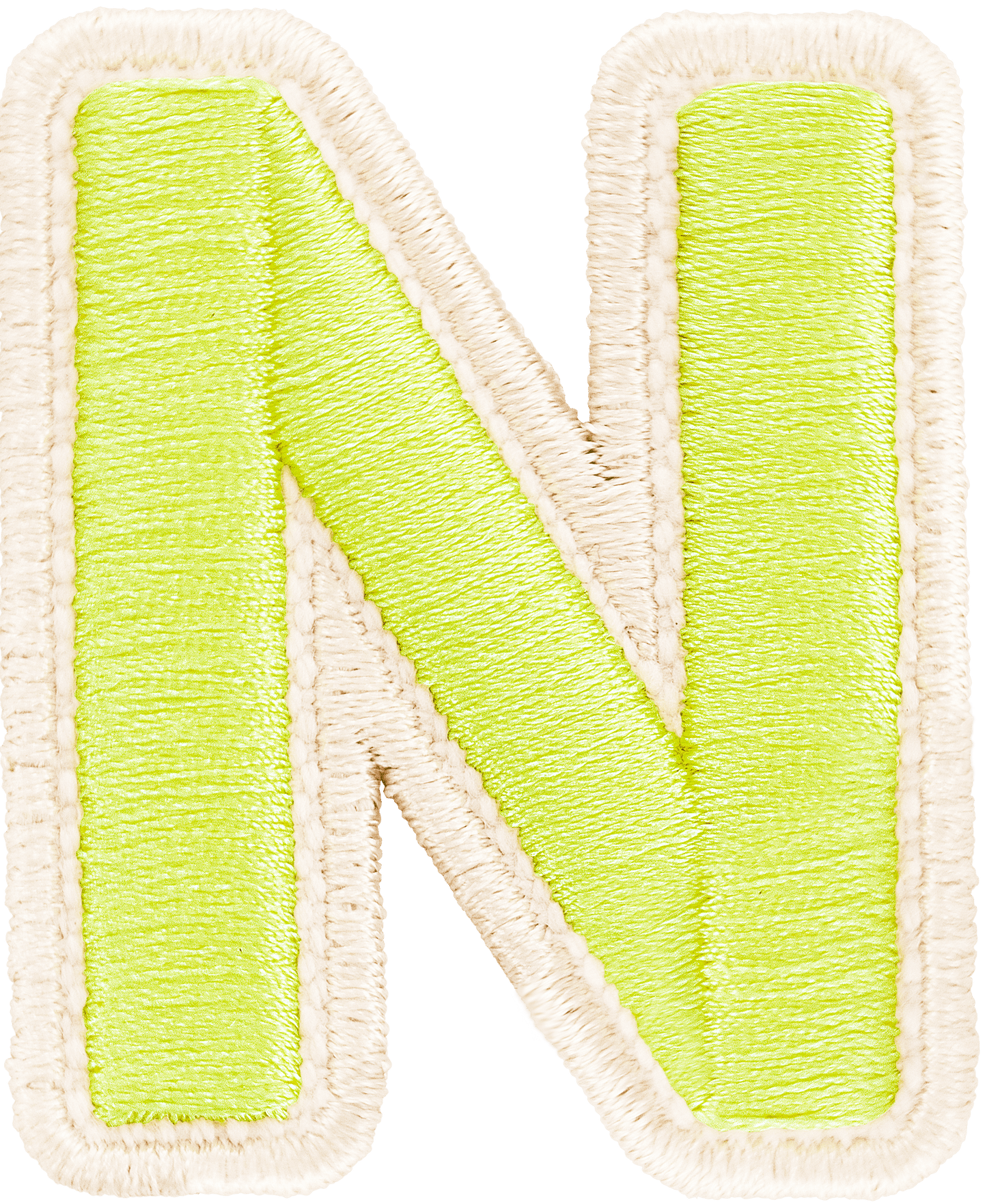 Lime Rolled Embroidery Letter Patch