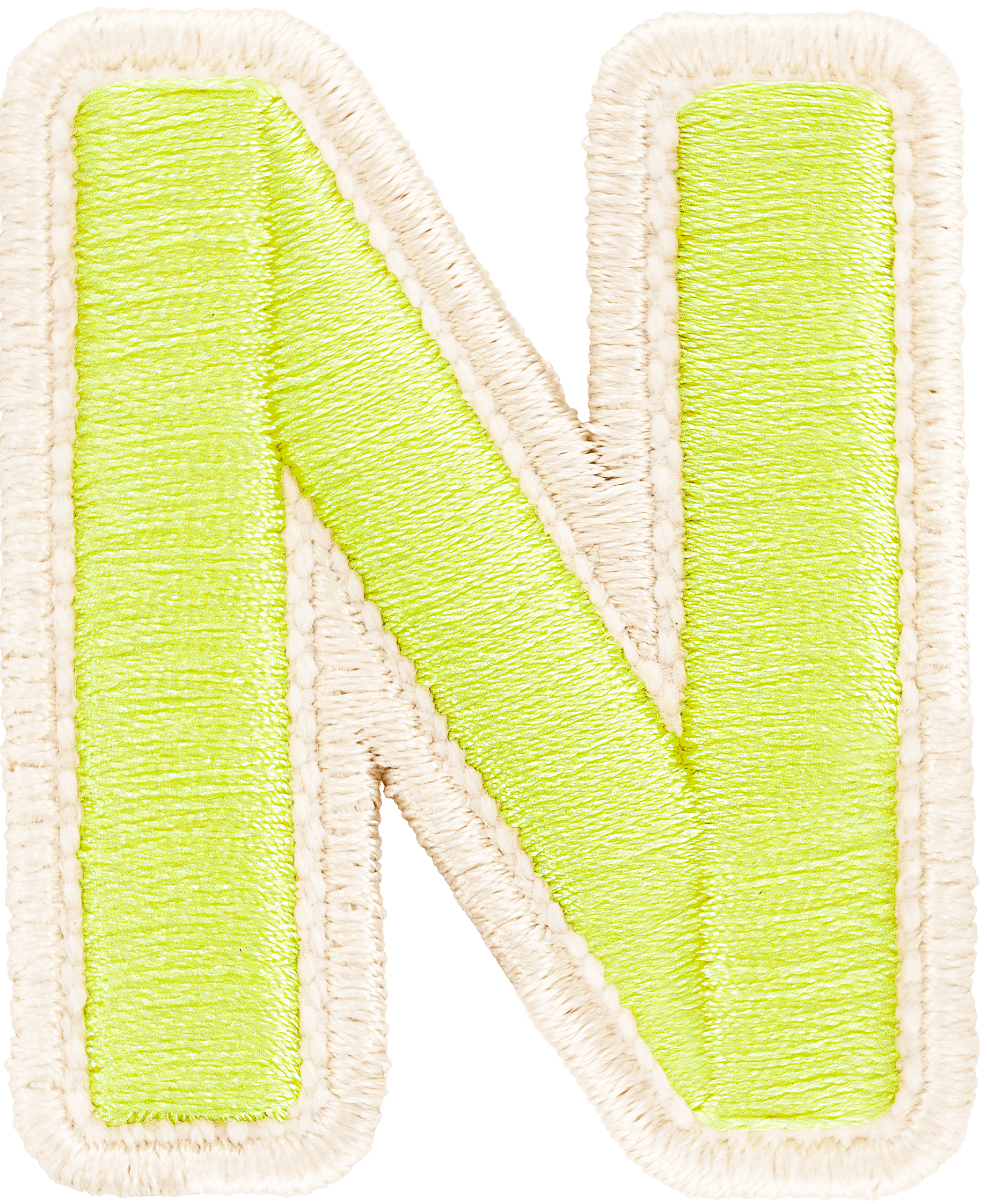 Lime Rolled Embroidery Letter Patch