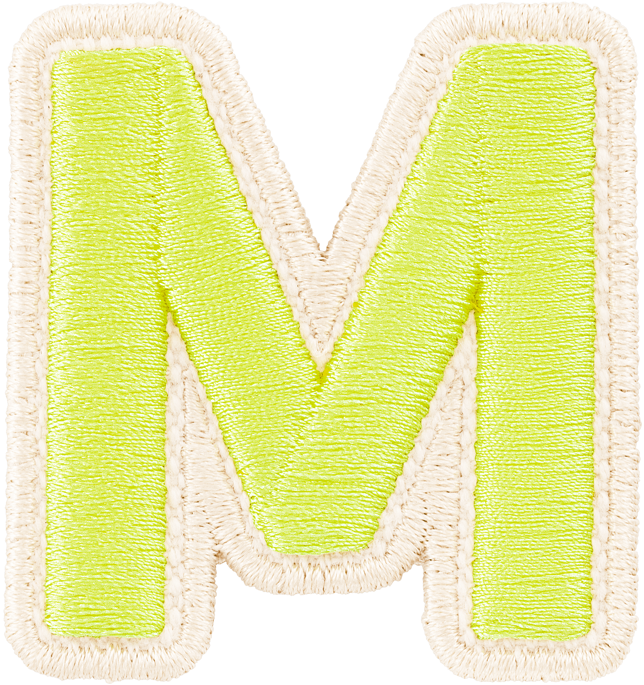 Lime Rolled Embroidery Letter Patch