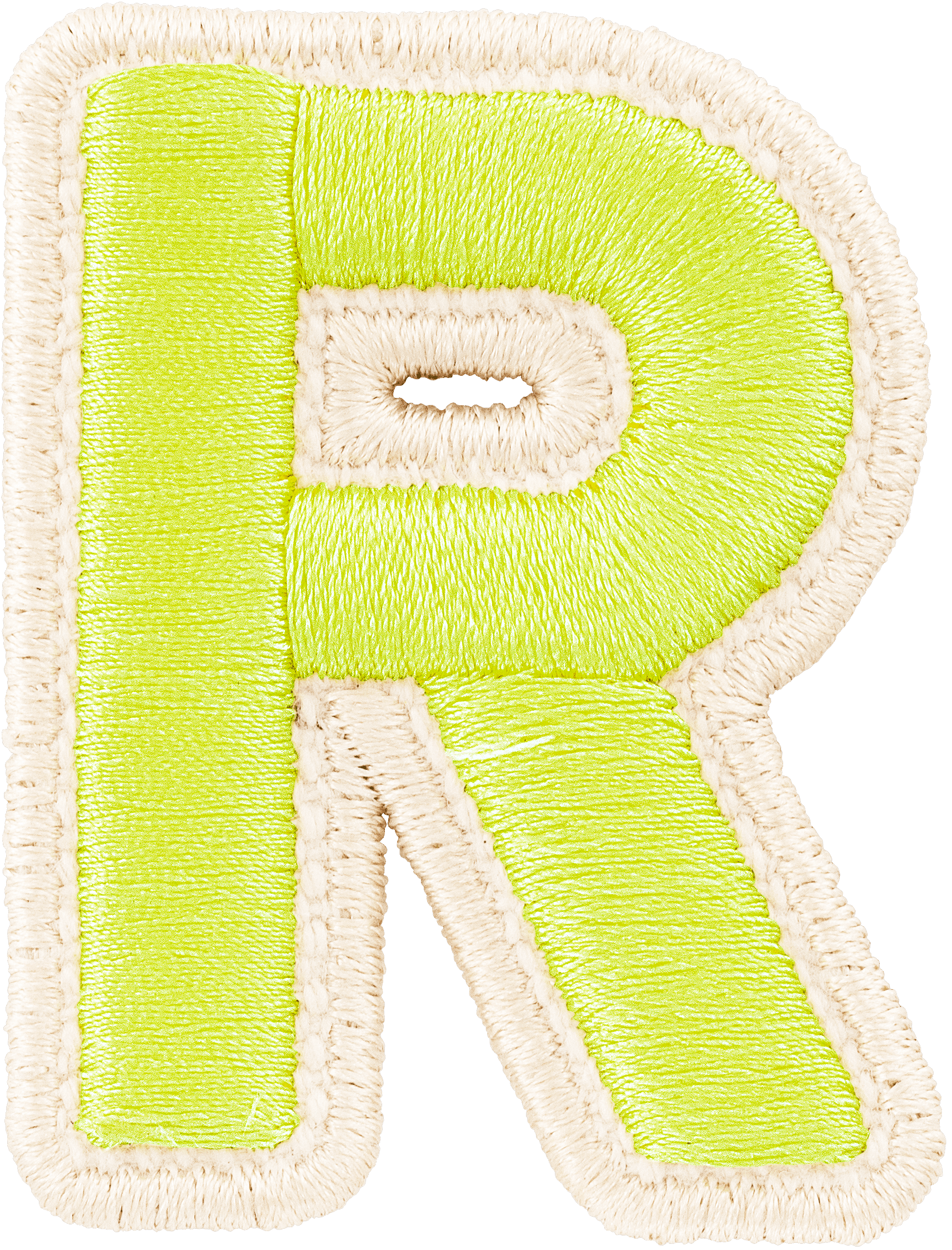 Lime Rolled Embroidery Letter Patch