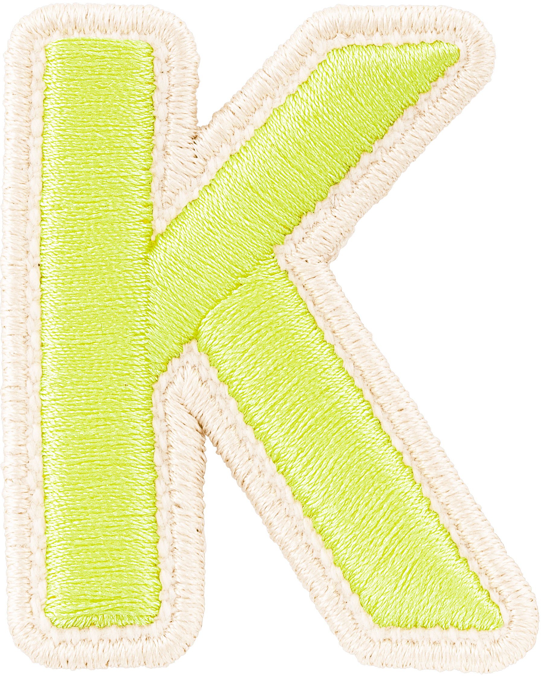 Lime Rolled Embroidery Letter Patch