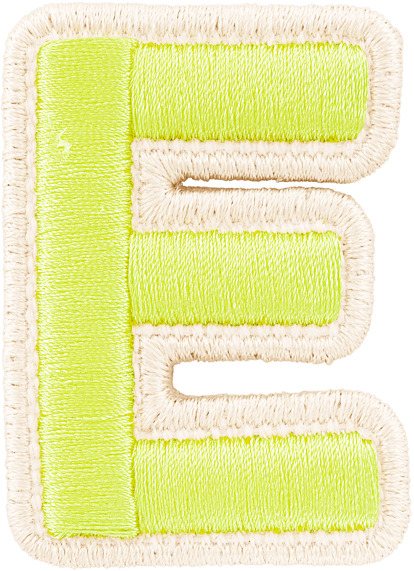 Lime Rolled Embroidery Letter Patch