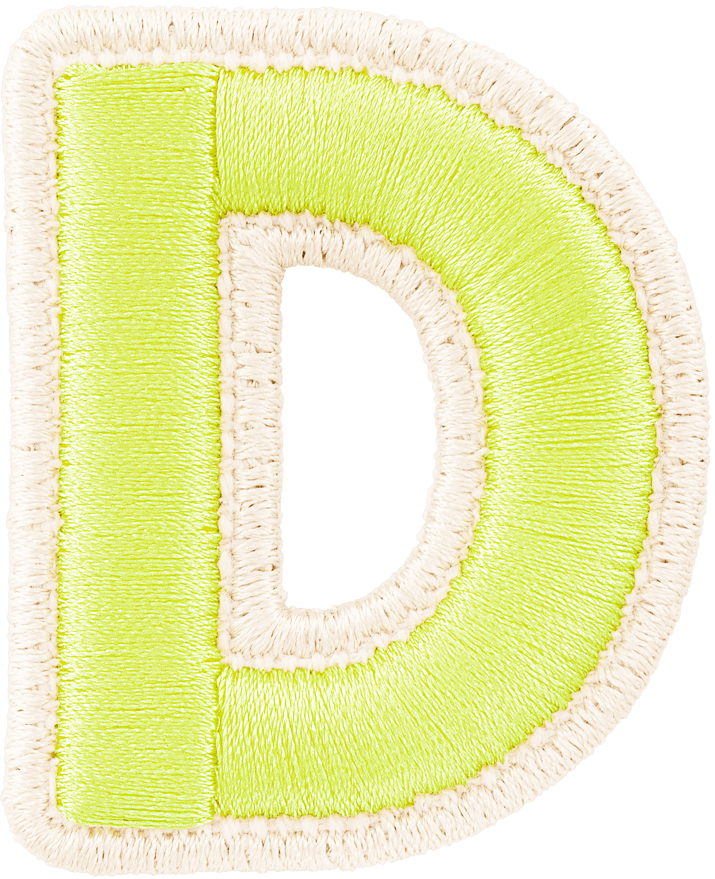 Lime Rolled Embroidery Letter Patch