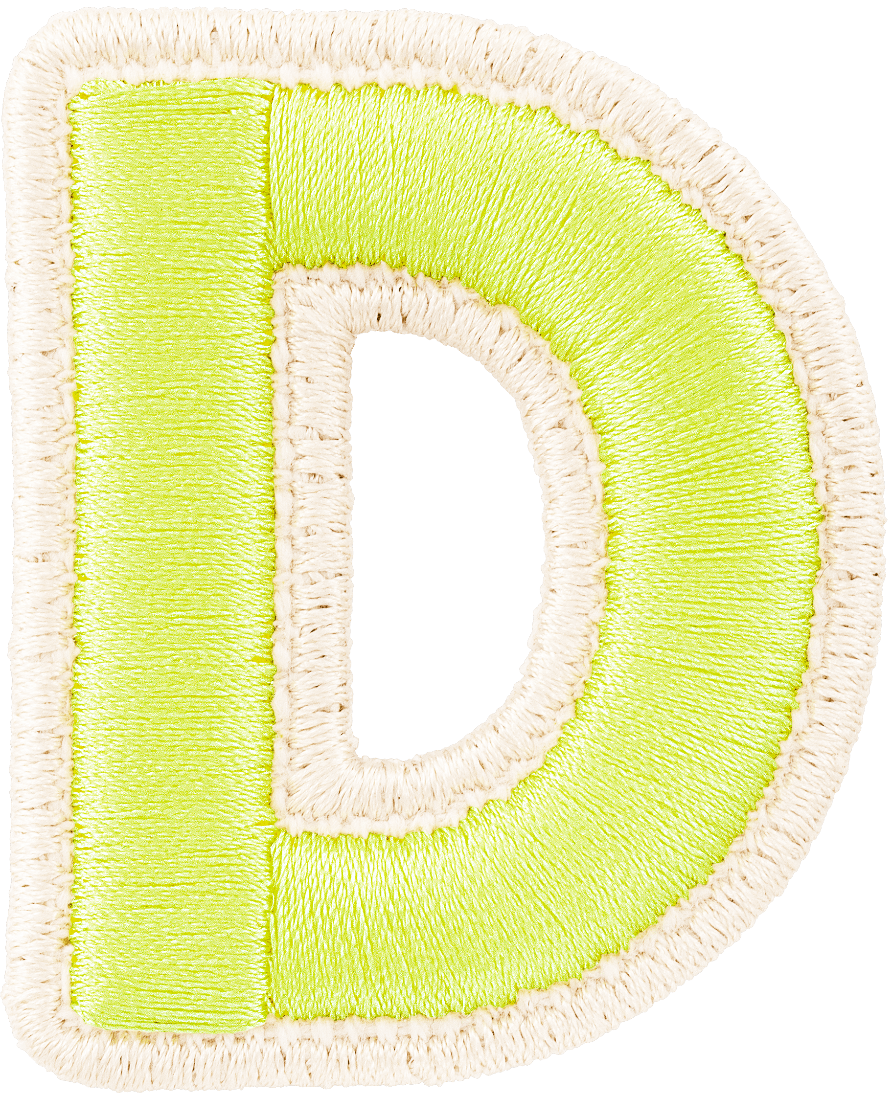 Lime Rolled Embroidery Letter Patch