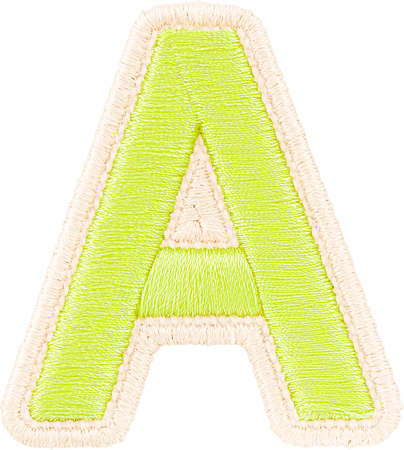 Lime Rolled Embroidery Letter Patch