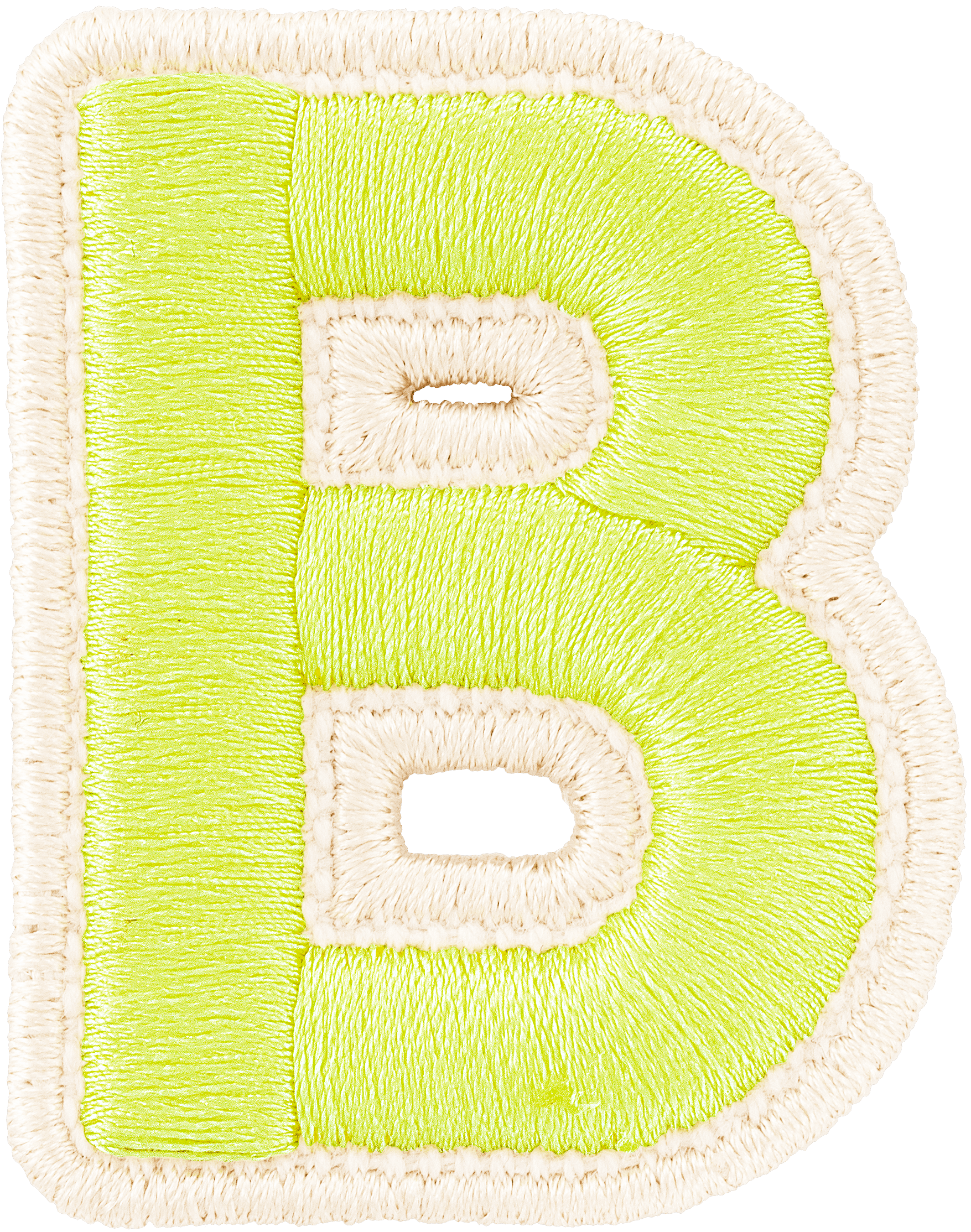 Lime Rolled Embroidery Letter Patch