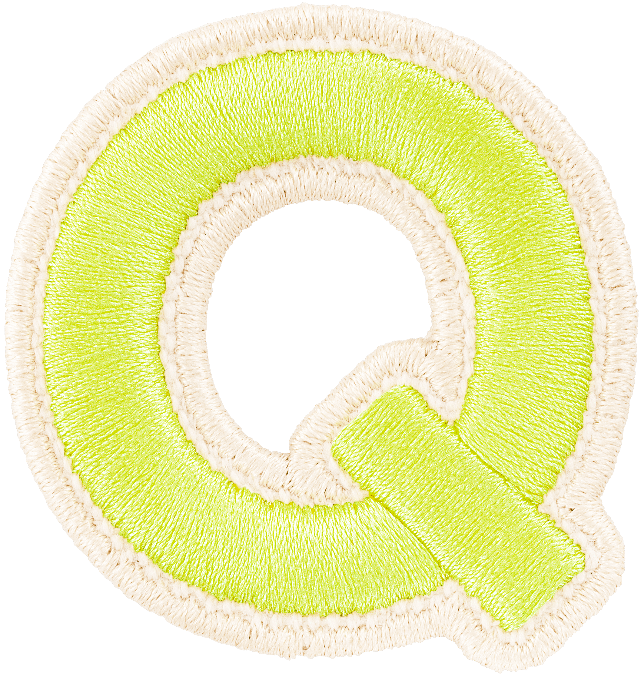 Lime Rolled Embroidery Letter Patch