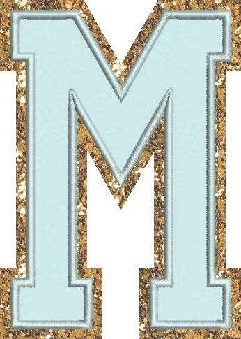 Jumbo Sky Glitter Varsity Letter Patch