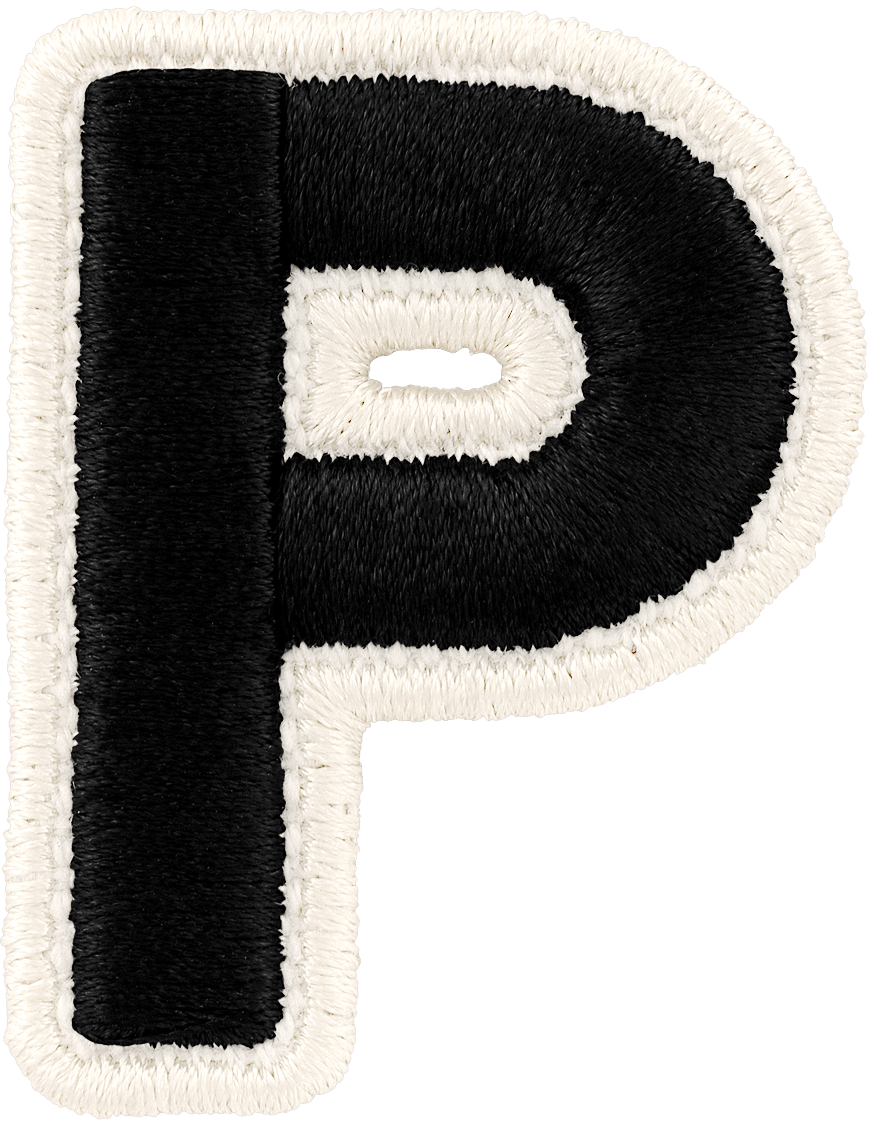 Noir Rolled Embroidery Letter Patch