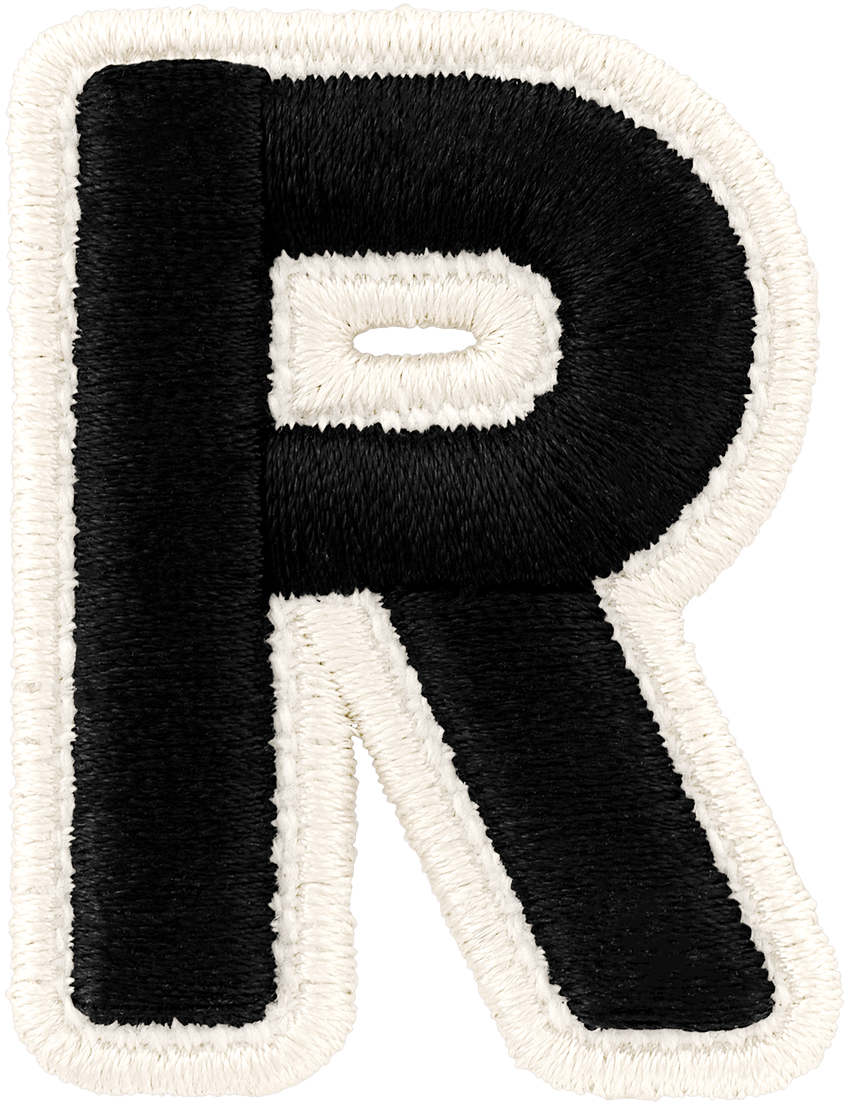 Noir Rolled Embroidery Letter Patch