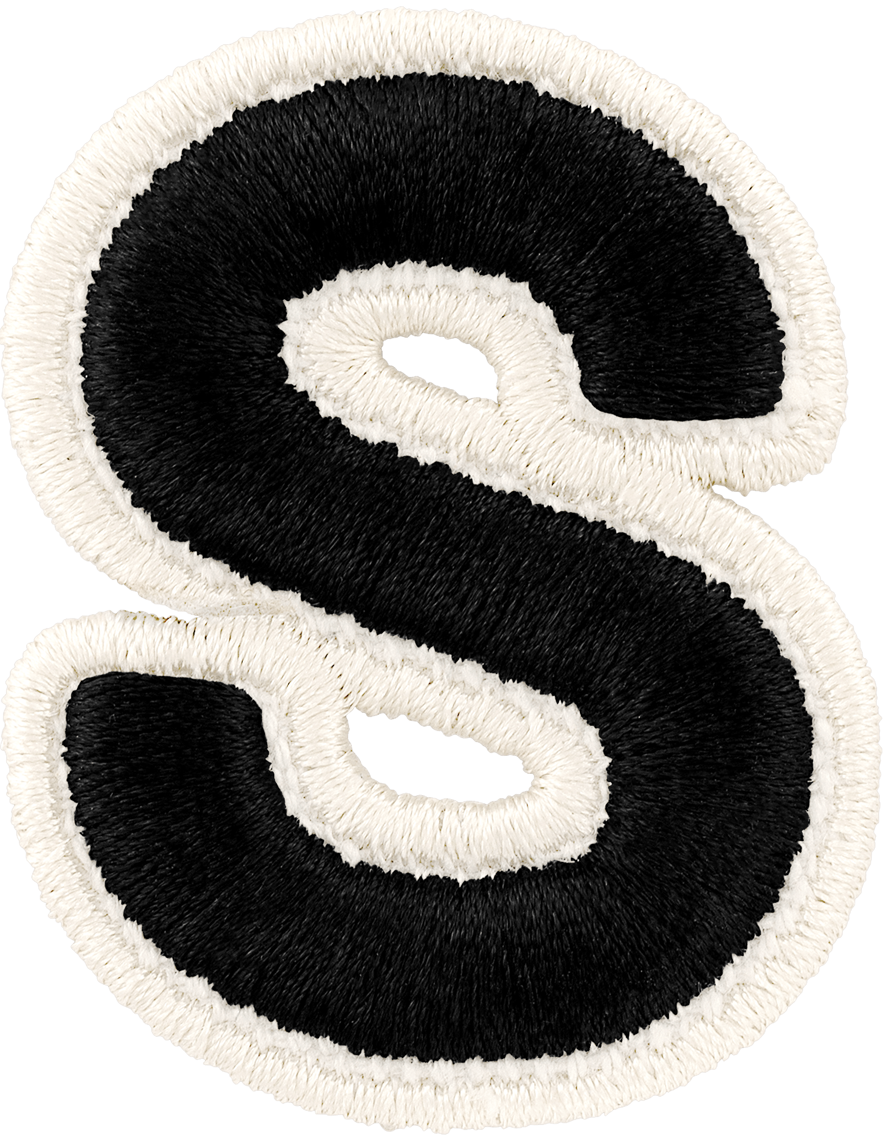 Noir Rolled Embroidery Letter Patch