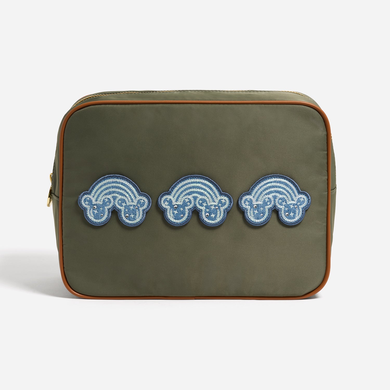 Mickey Mouse with Denim Crystal Rainbow Large Pouch