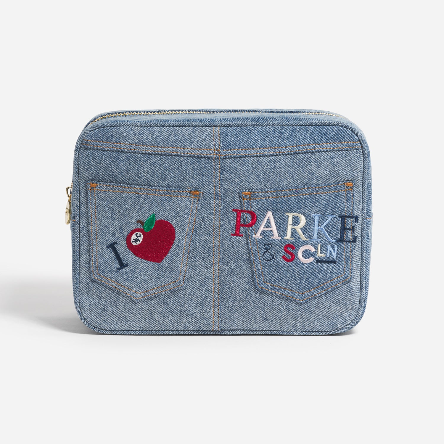 Large Denim Pouch with Pockets