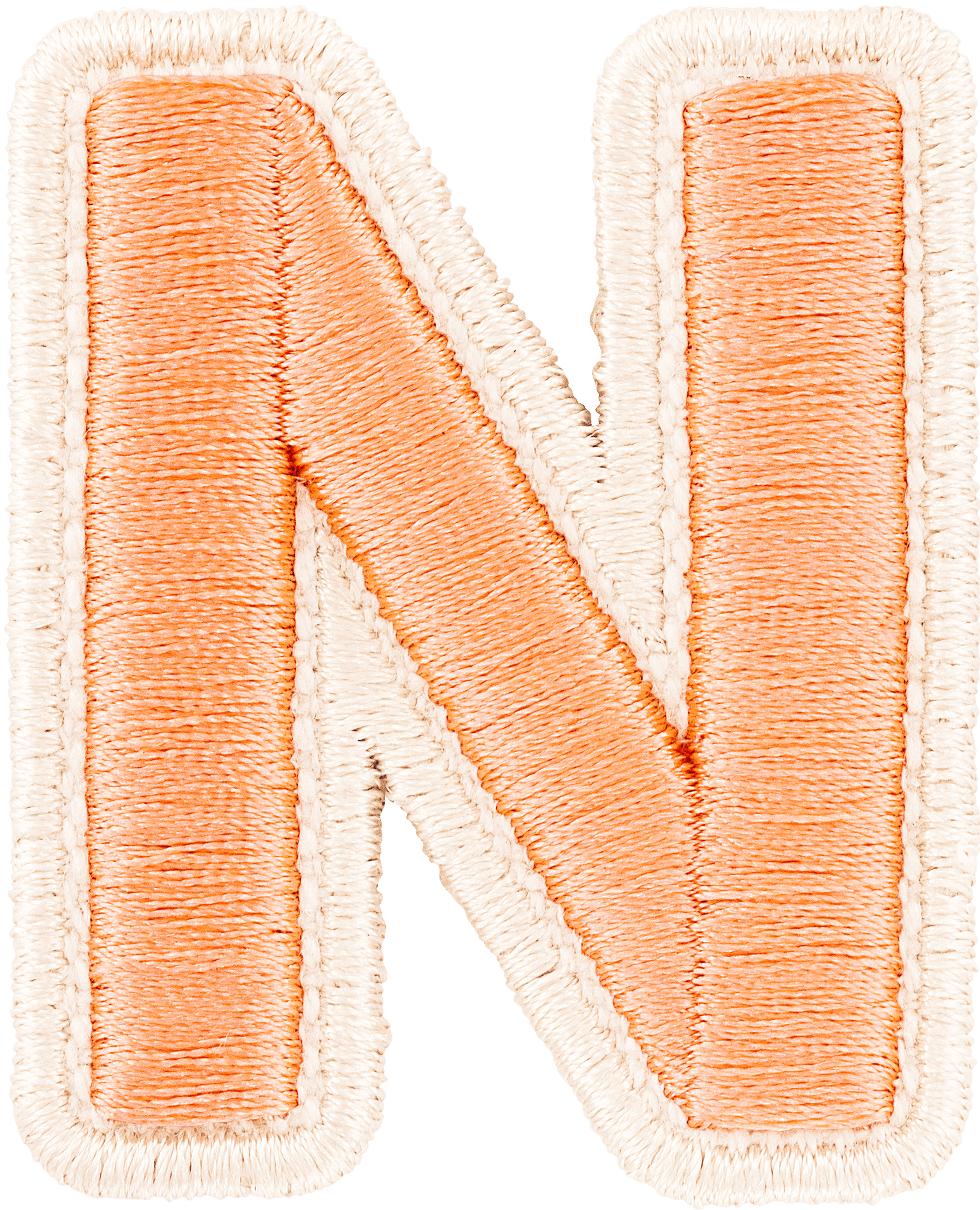 Peach Rolled Embroidery Letter Patch