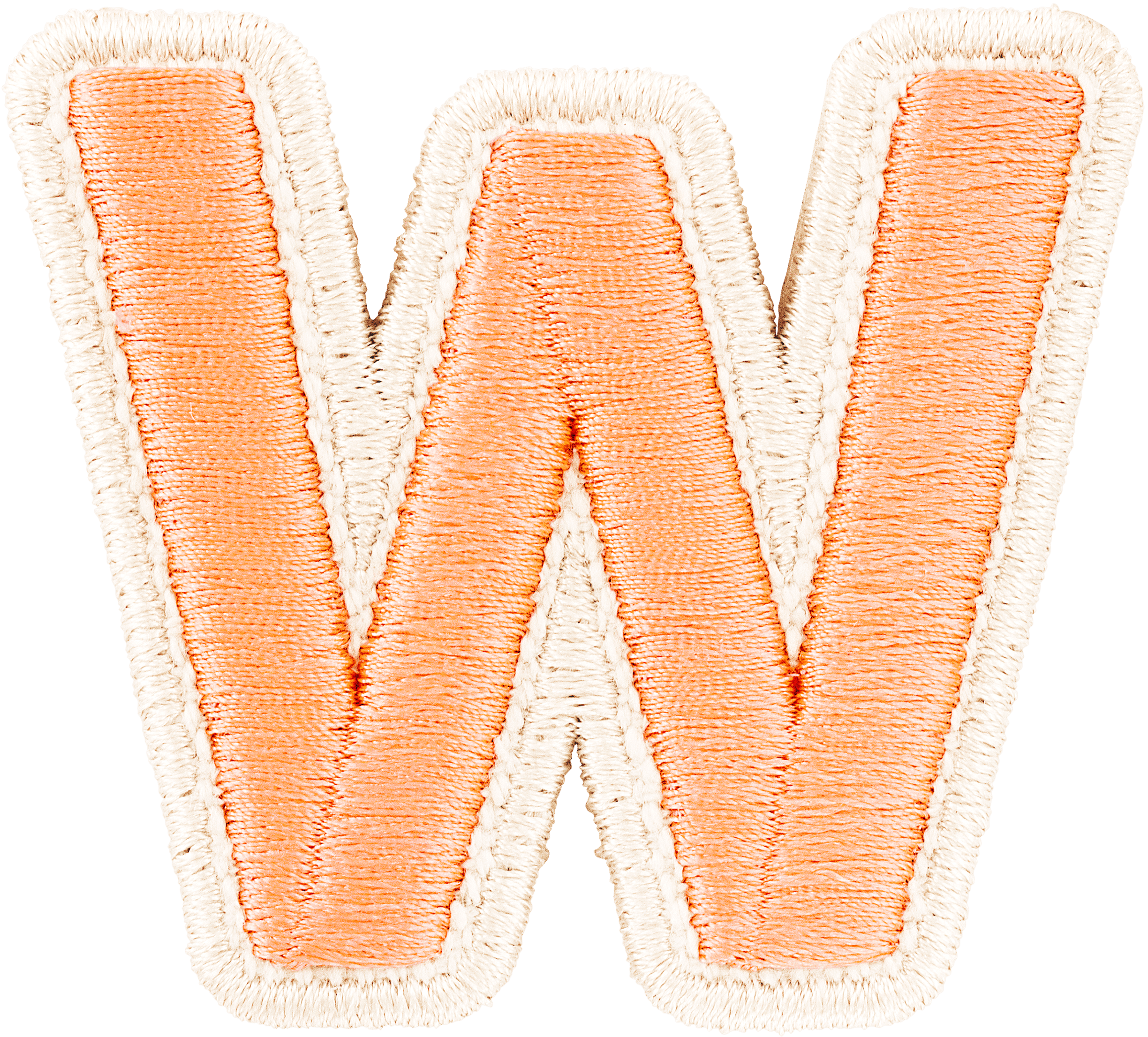 Peach Rolled Embroidery Letter Patch