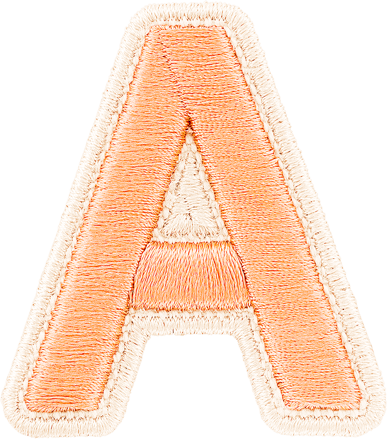 Peach Rolled Embroidery Letter Patch