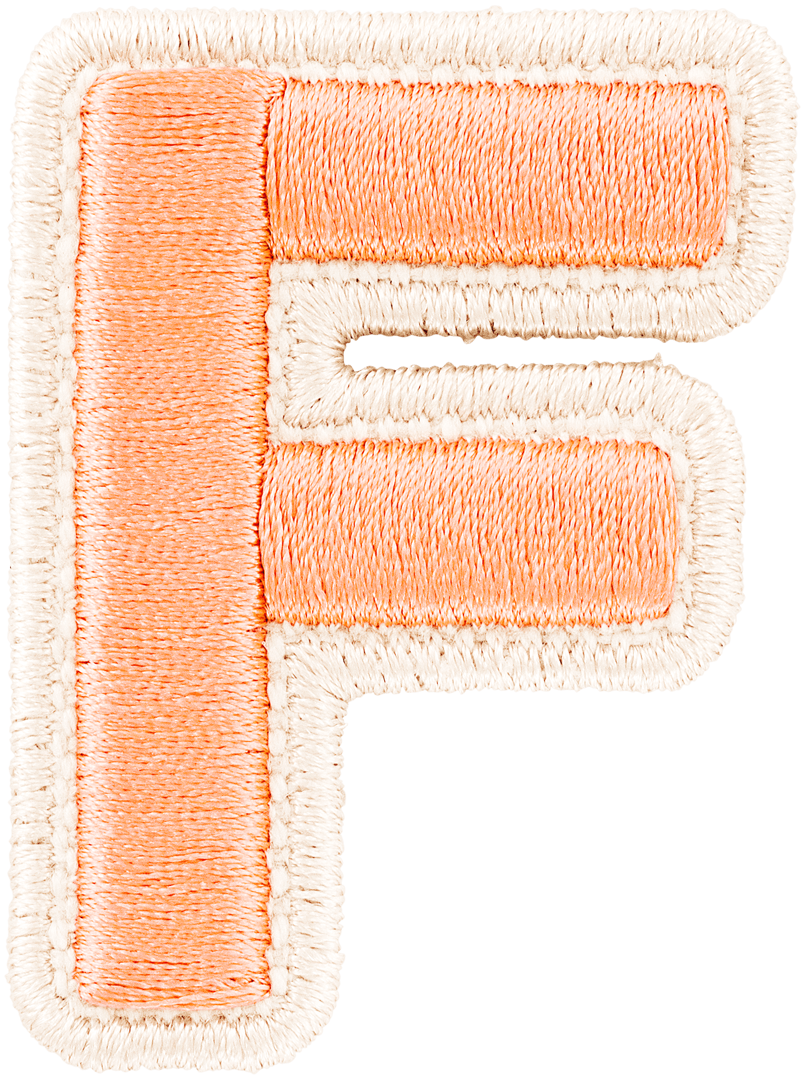 Peach Rolled Embroidery Letter Patch