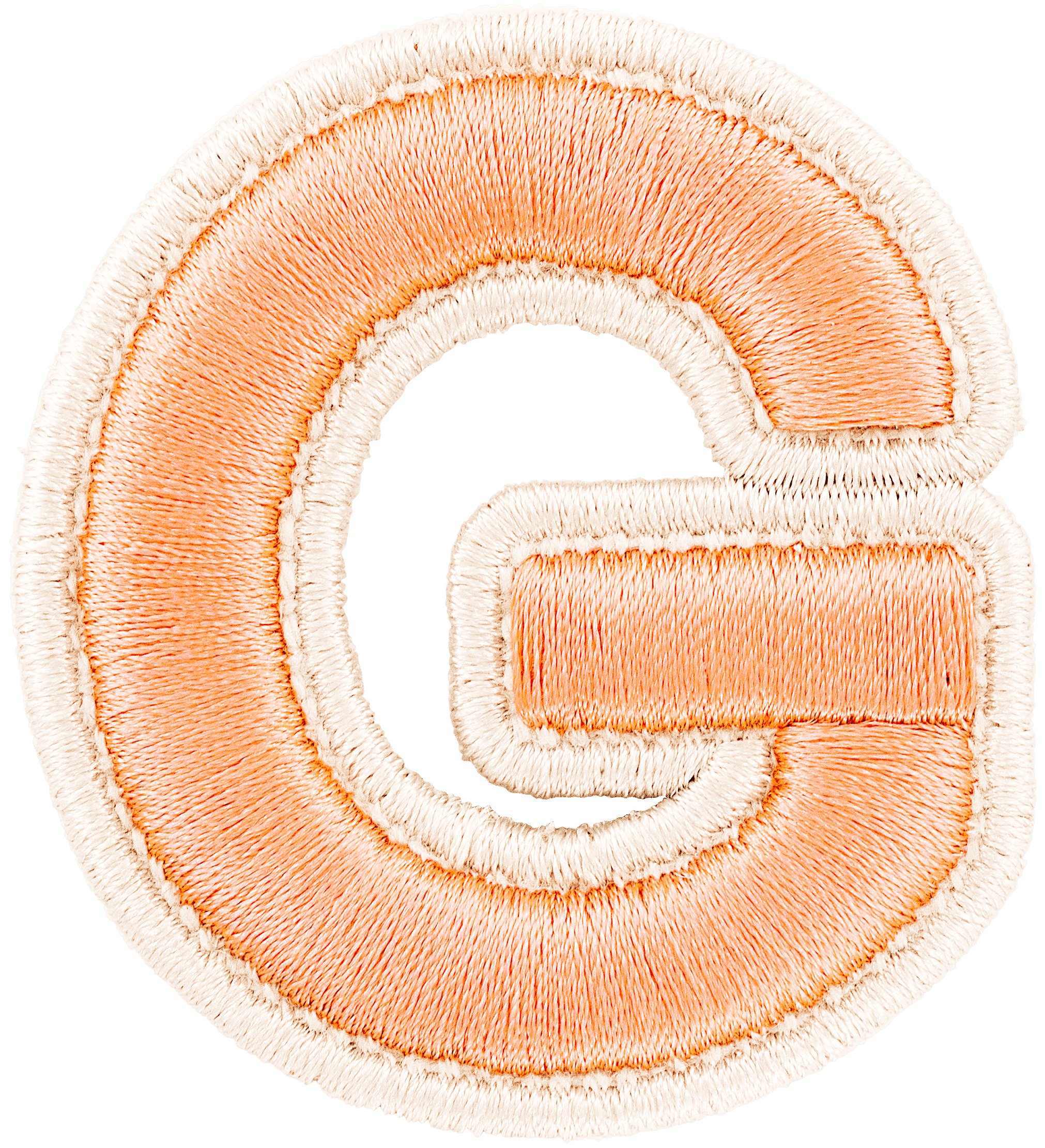 Peach Rolled Embroidery Letter Patch