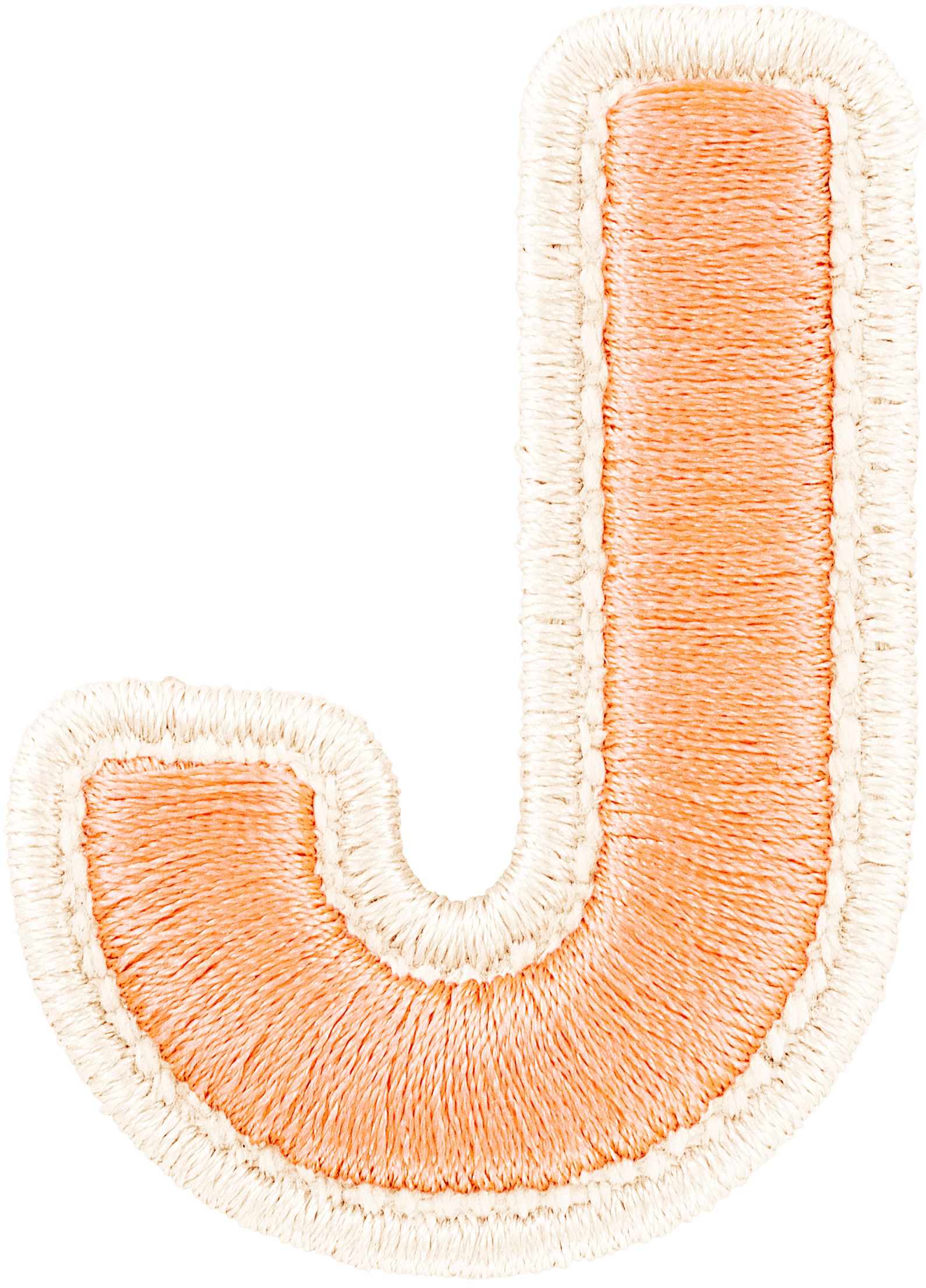 Peach Rolled Embroidery Letter Patch