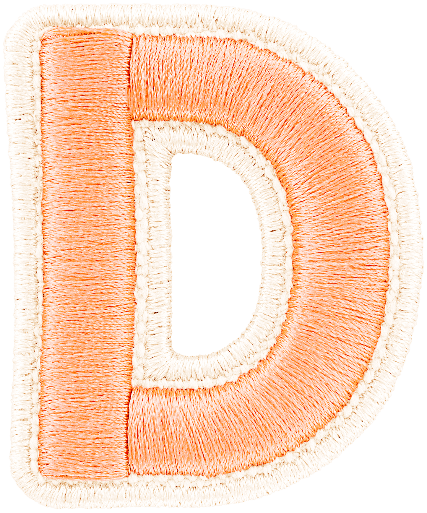 Peach Rolled Embroidery Letter Patch