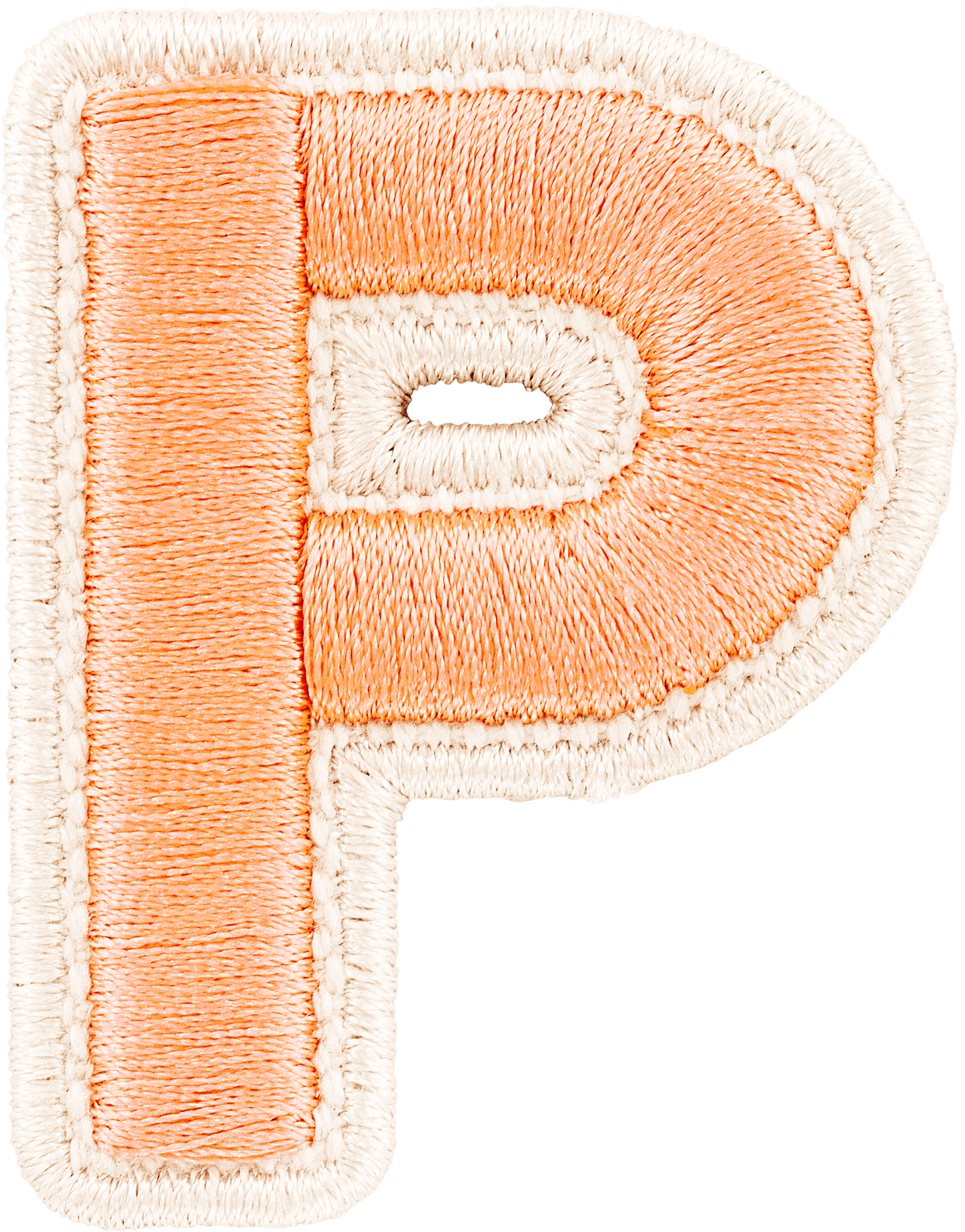 Peach Rolled Embroidery Letter Patch