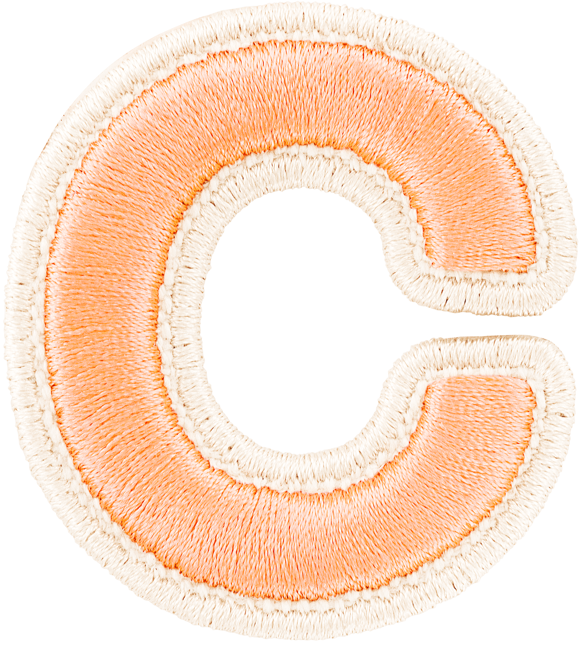 Peach Rolled Embroidery Letter Patch