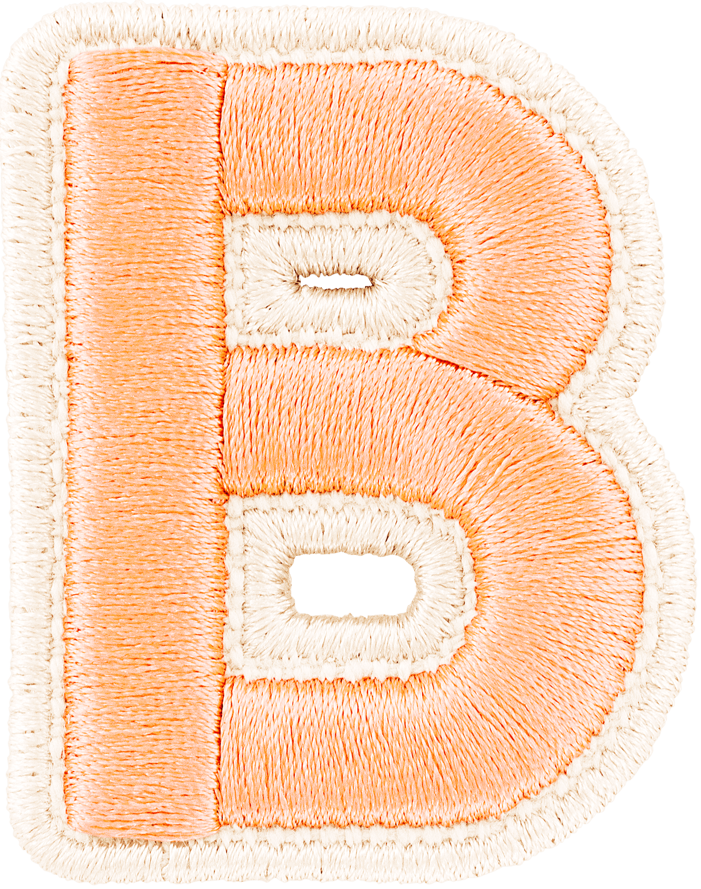 Peach Rolled Embroidery Letter Patch
