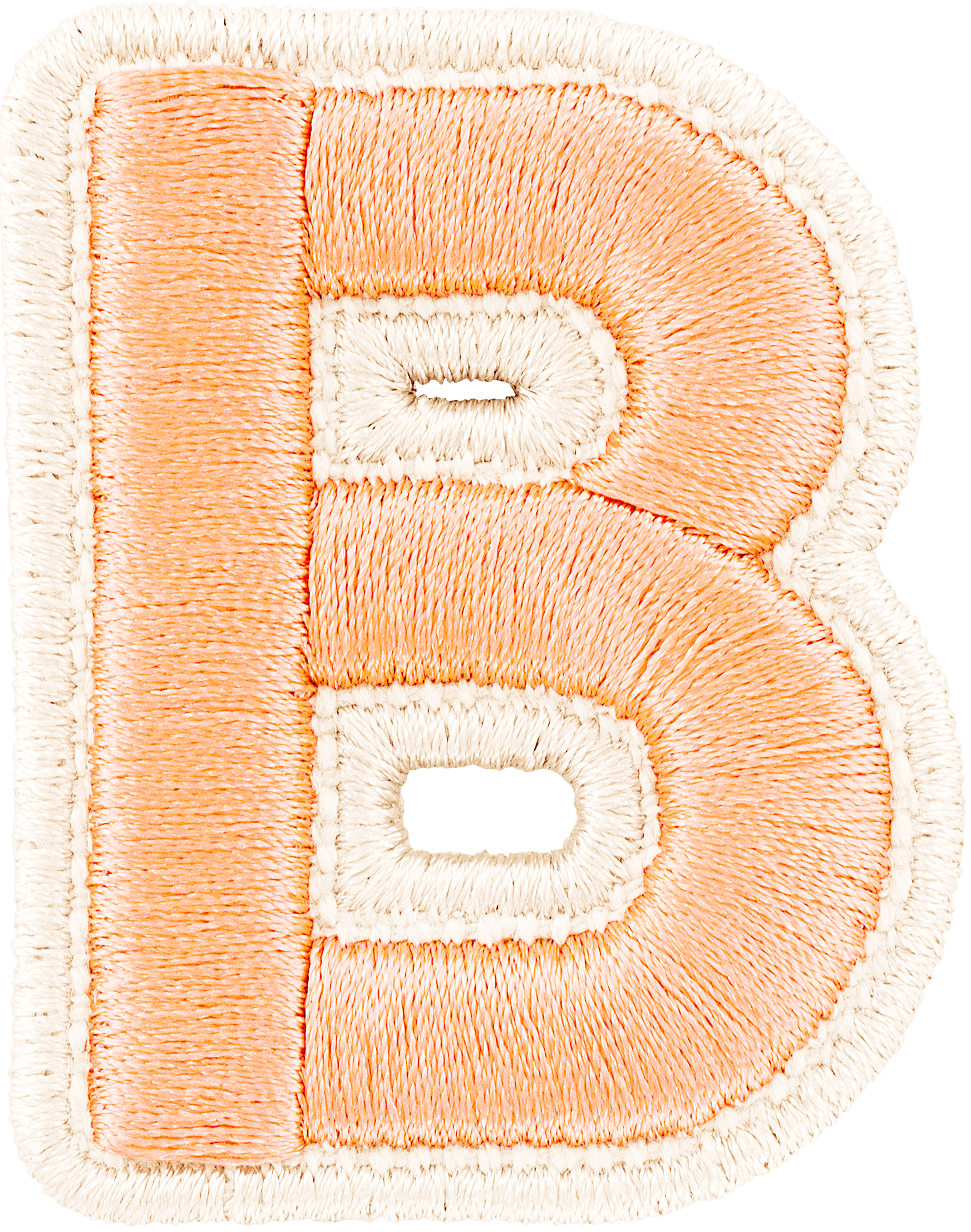 Peach Rolled Embroidery Letter Patch