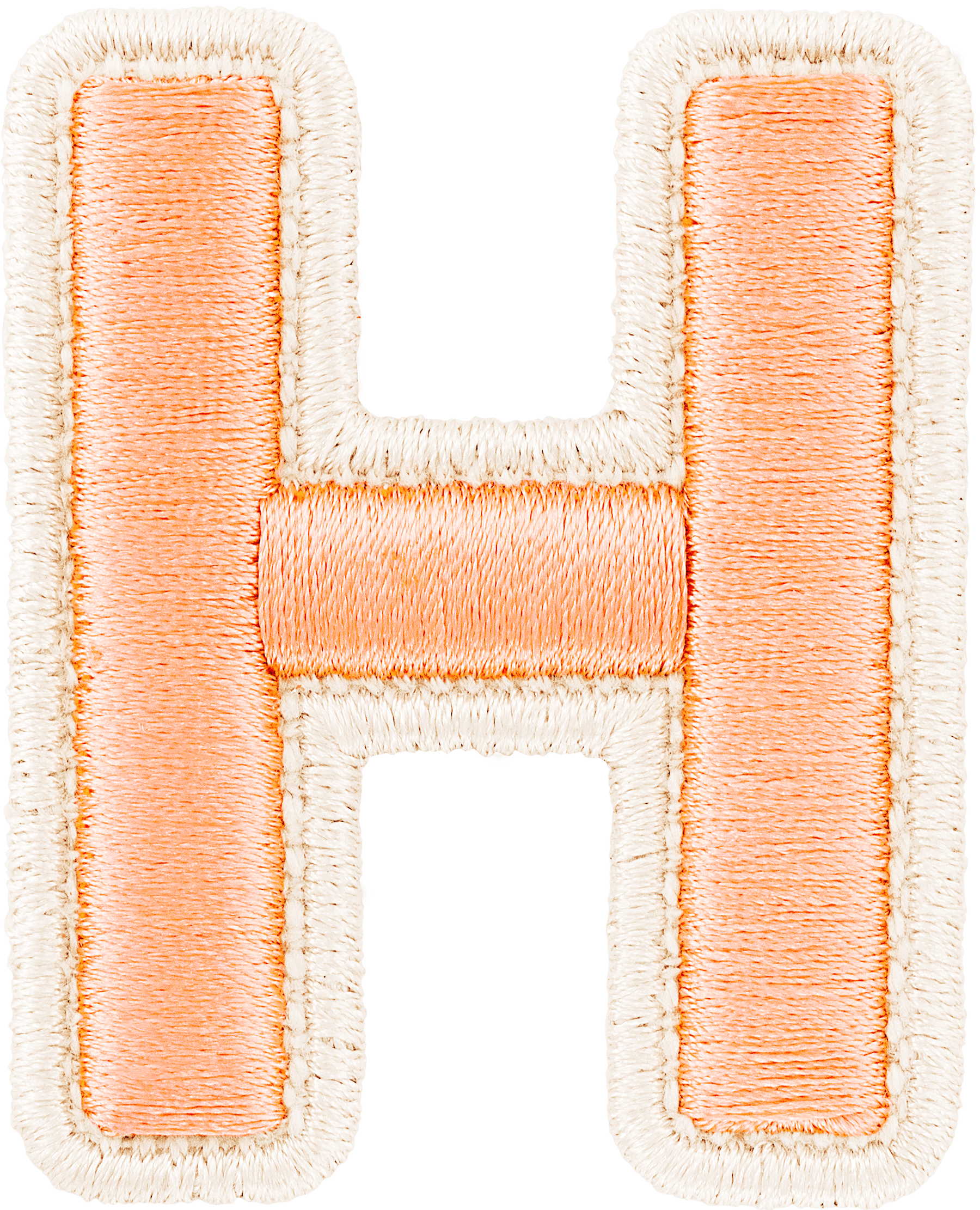 Peach Rolled Embroidery Letter Patch