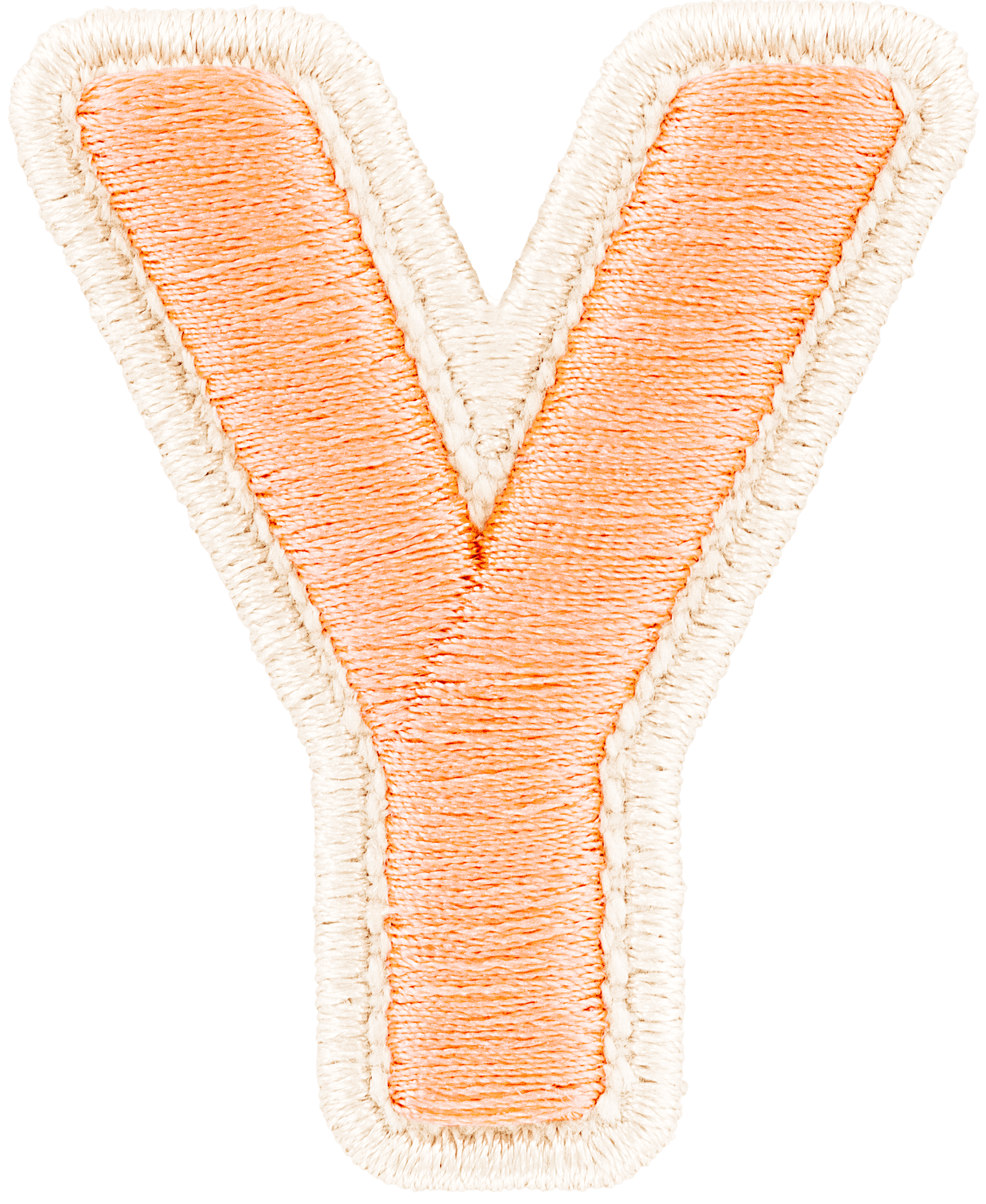 Peach Rolled Embroidery Letter Patch