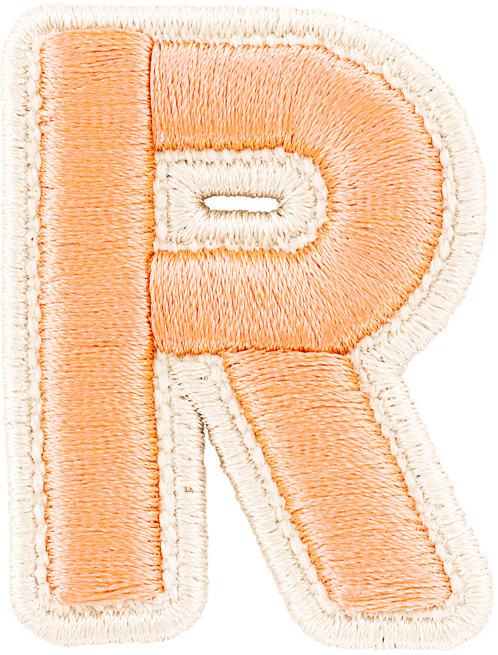 Peach Rolled Embroidery Letter Patch